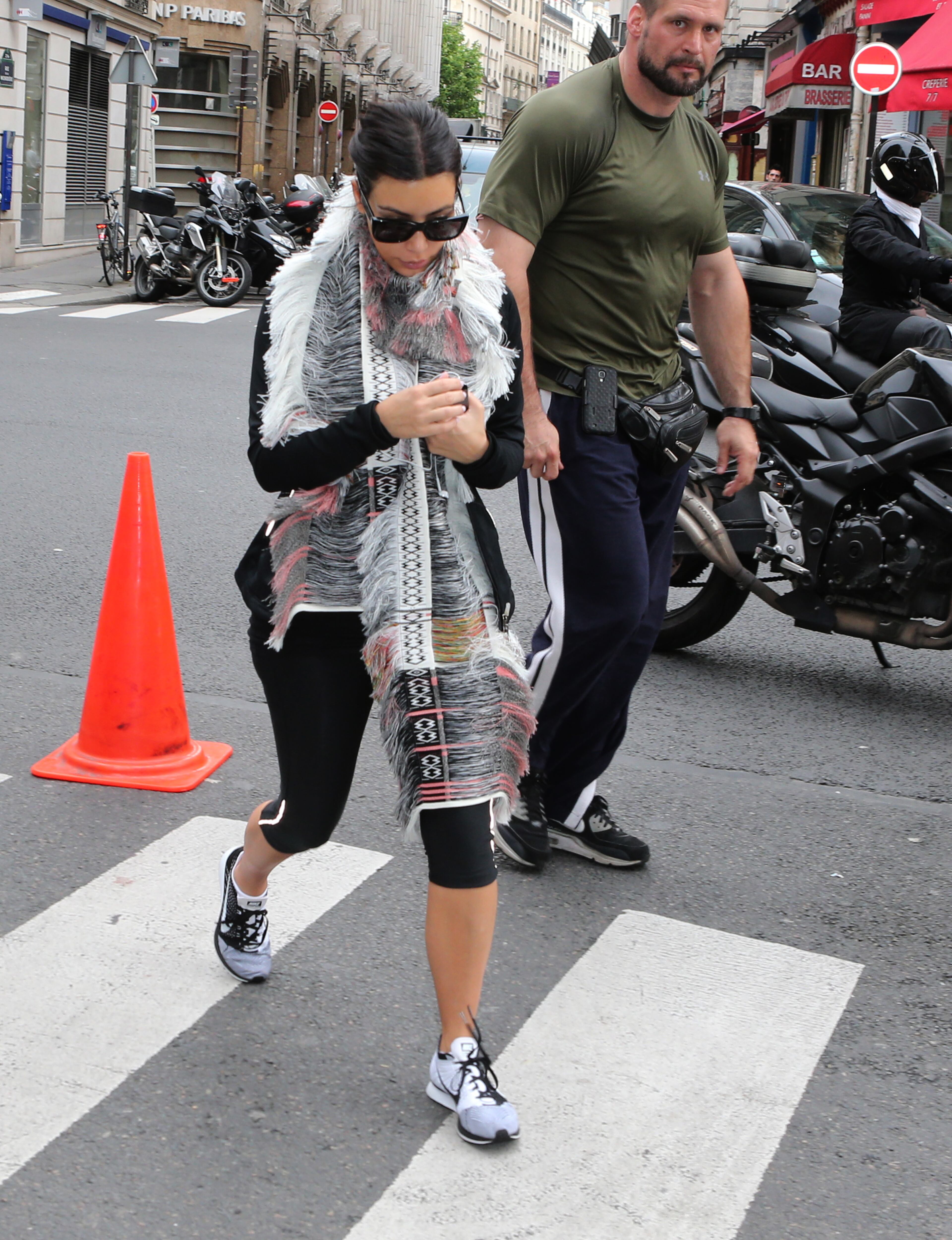 Kim Kardashian arrives at a gym, in Paris, Thursday, May 22, 2014. The gates of the Chateau de Versailles, once the digs of Louis XIV, will be thrown open to Kim Kardashian, Kanye West and their guests for a private evening this week ahead of their marriage.