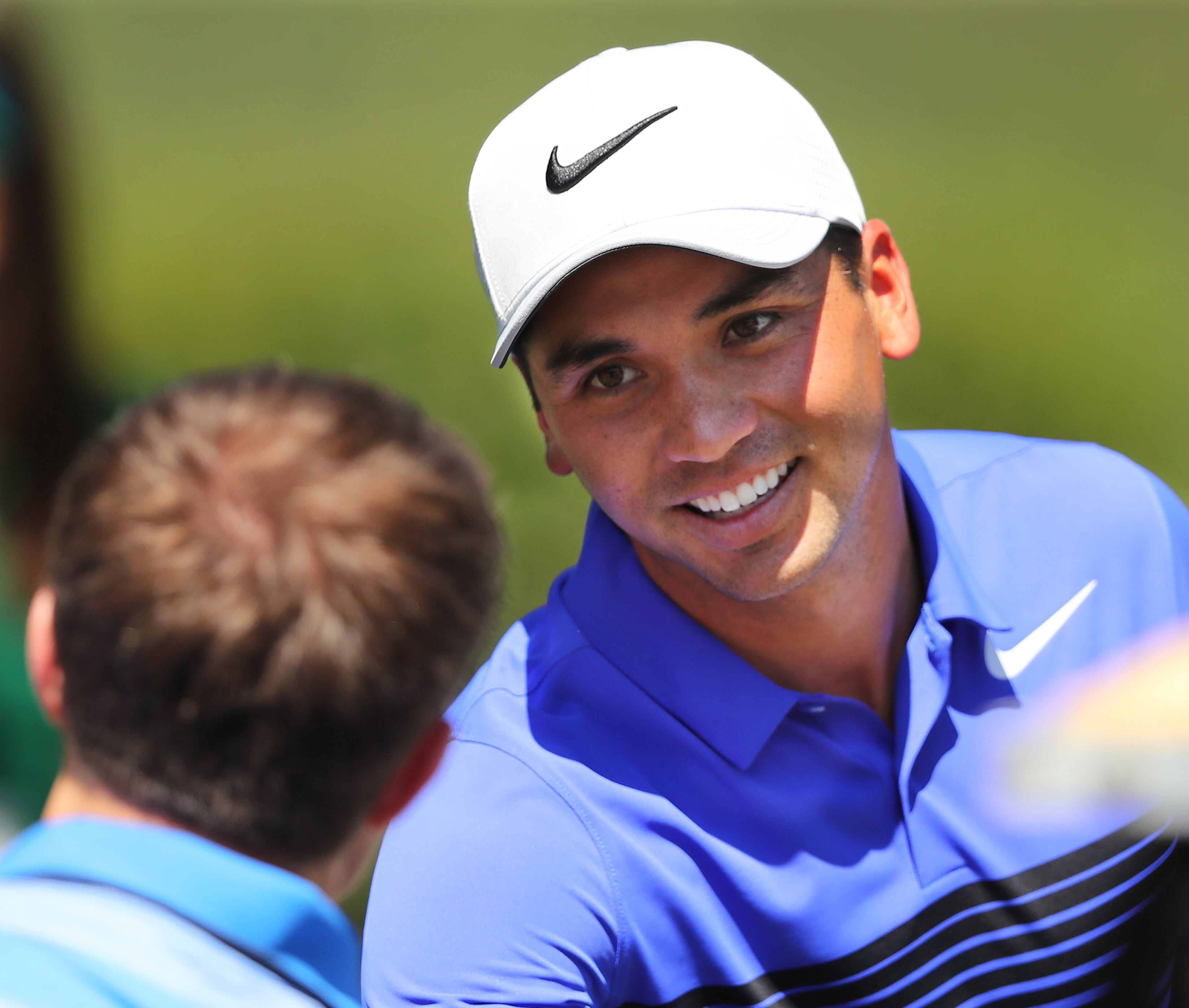 April 4, 2017, Augusta: Jason Day, Australia, chats with a patron after his practice round for the Masters at Augusta National Golf Club on Tuesday, April 4, 2017, in Augusta. Curtis Compton/ccompton@ajc.com