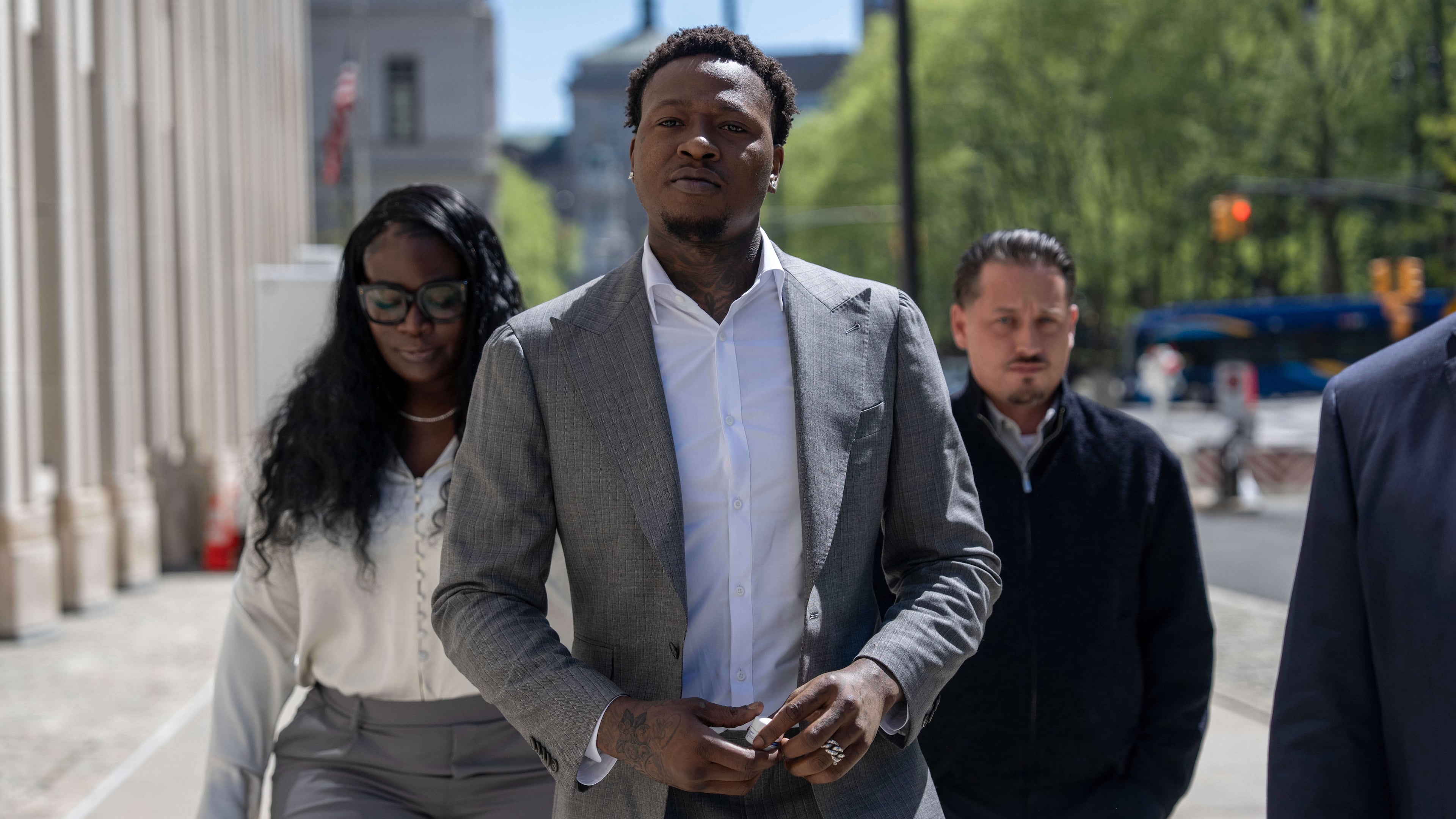FILE - Miami Heat's Terry Rozier arrives at Brooklyn federal court, April 27, 2026, in New York. (AP Photo/Yuki Iwamura, File)