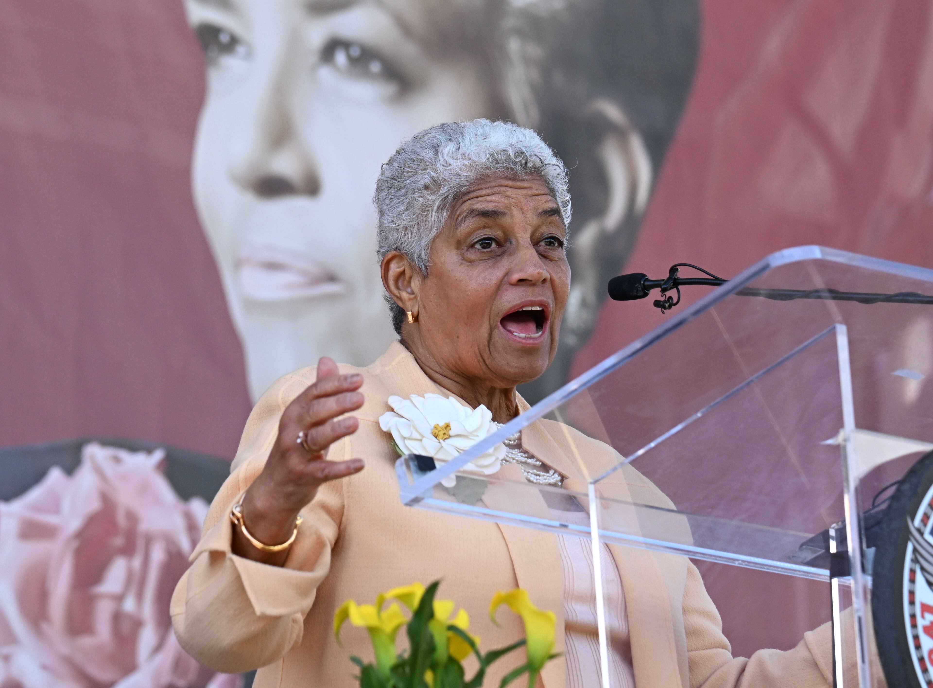 Former Atlanta mayor Shirley Franklin speaks during “Unveiling of Shirley Clarke Franklin Park” event, Thursday, March 28, 2025, in Atlanta. The city’s 58th mayor was officially honored with the unveiling of Shirley Clarke Franklin Boulevard on a portion of Central Avenue SW, and the renaming of Westside Reservoir Park to Shirley Clarke Franklin Park. (Hyosub Shin / AJC)