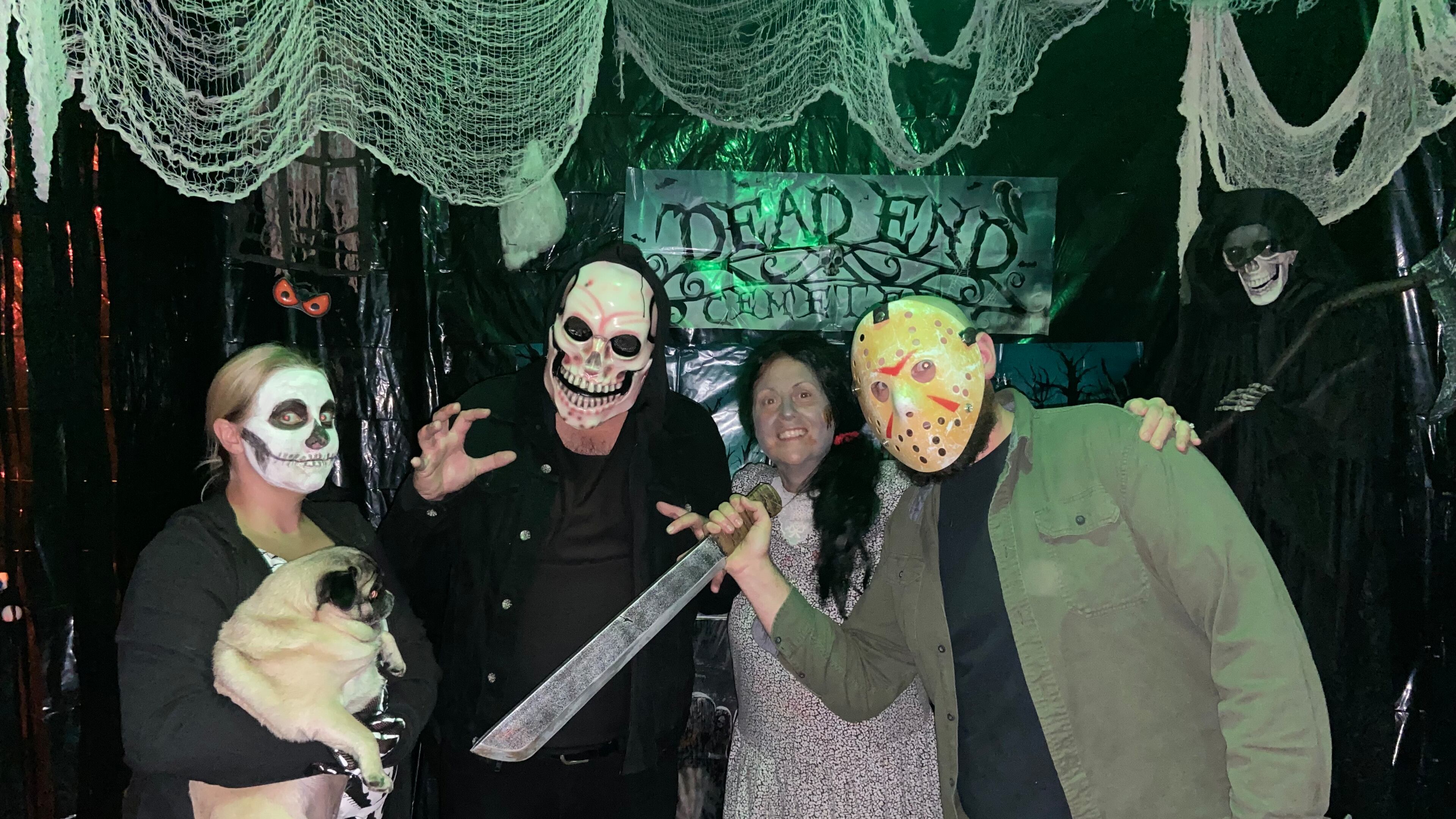 Kelly Blanchette, her husband Grayson Blanchette, Gerry Cardillo and Adam Blanchette still enjoy participating in the family fright fest.
(Courtesy of Bristol Kirsch)