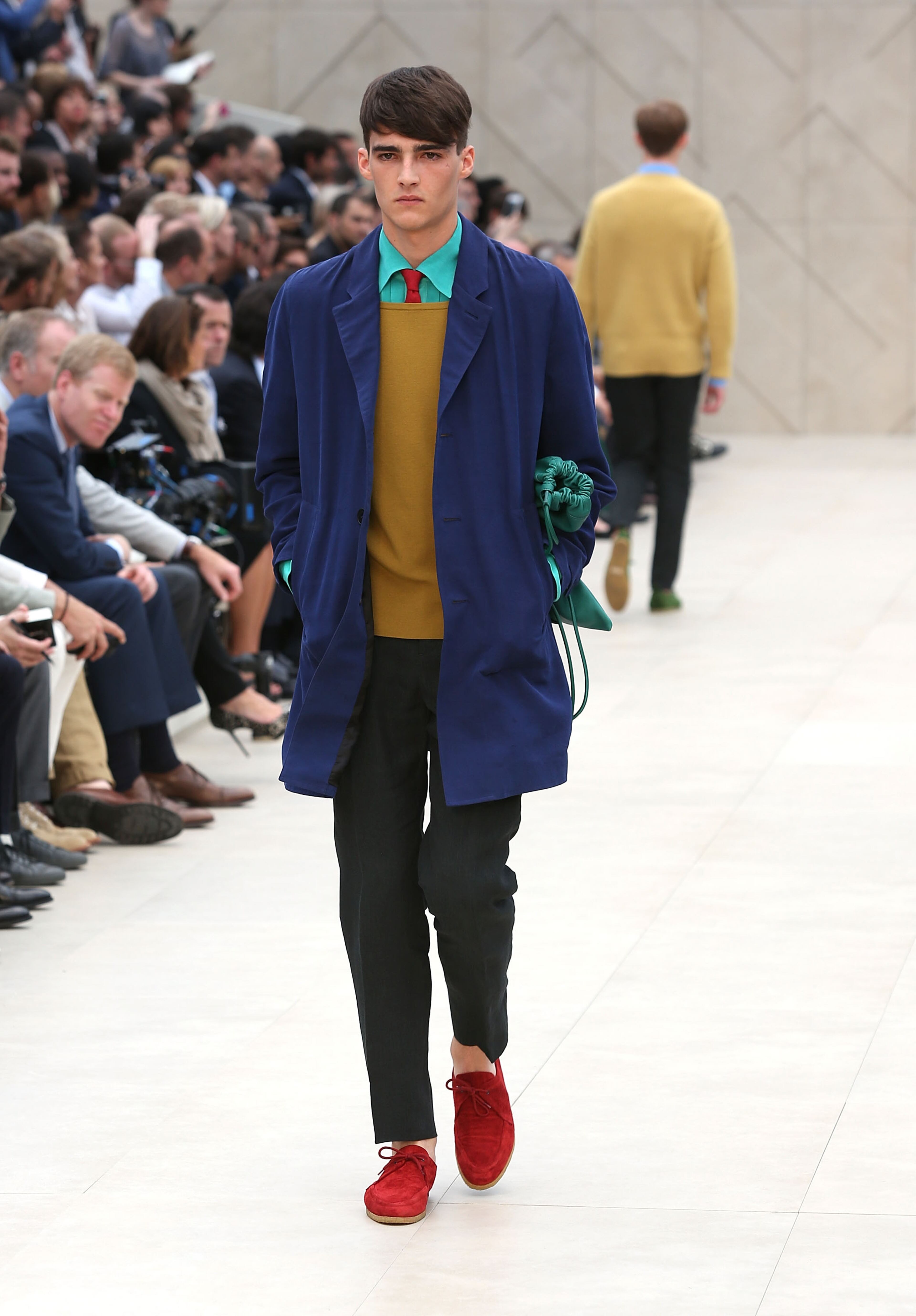 A model walks the runway at the Burberry Prorsum show at the London Collections: MEN SS14 at Kensington Gardens on June 18, 2013 in London, England.