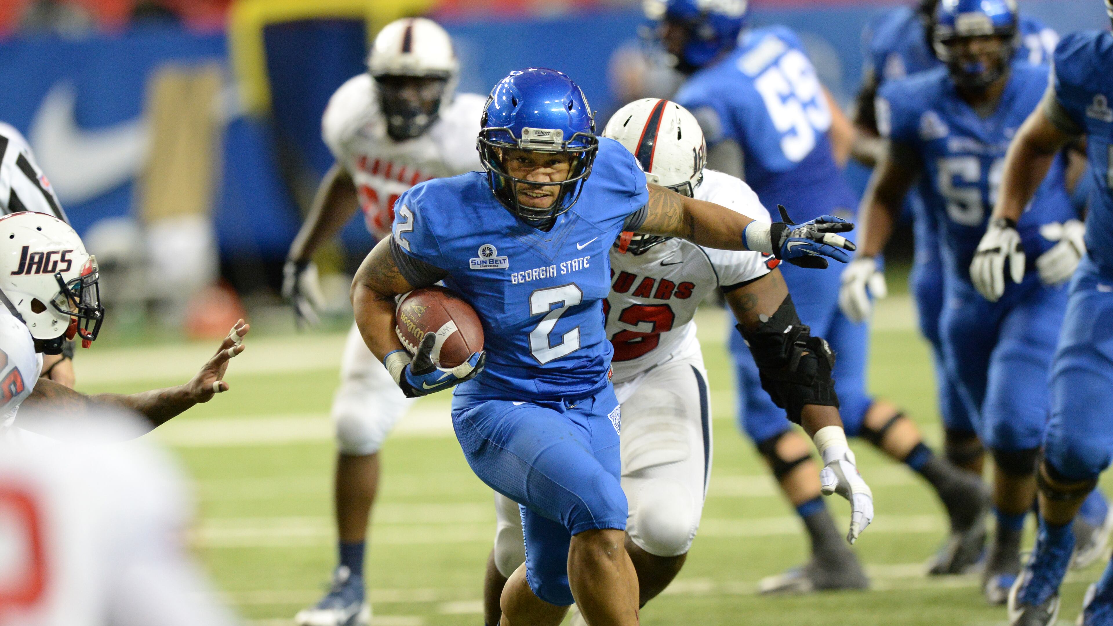 Georgia State Panthers wide receiver Albert Wilson, seen here in a Nov. 30, 2013, game against the South Alabama Jaguars, ran a 4.43 at NFL Combine on Sunday, Feb. 23, 2014.