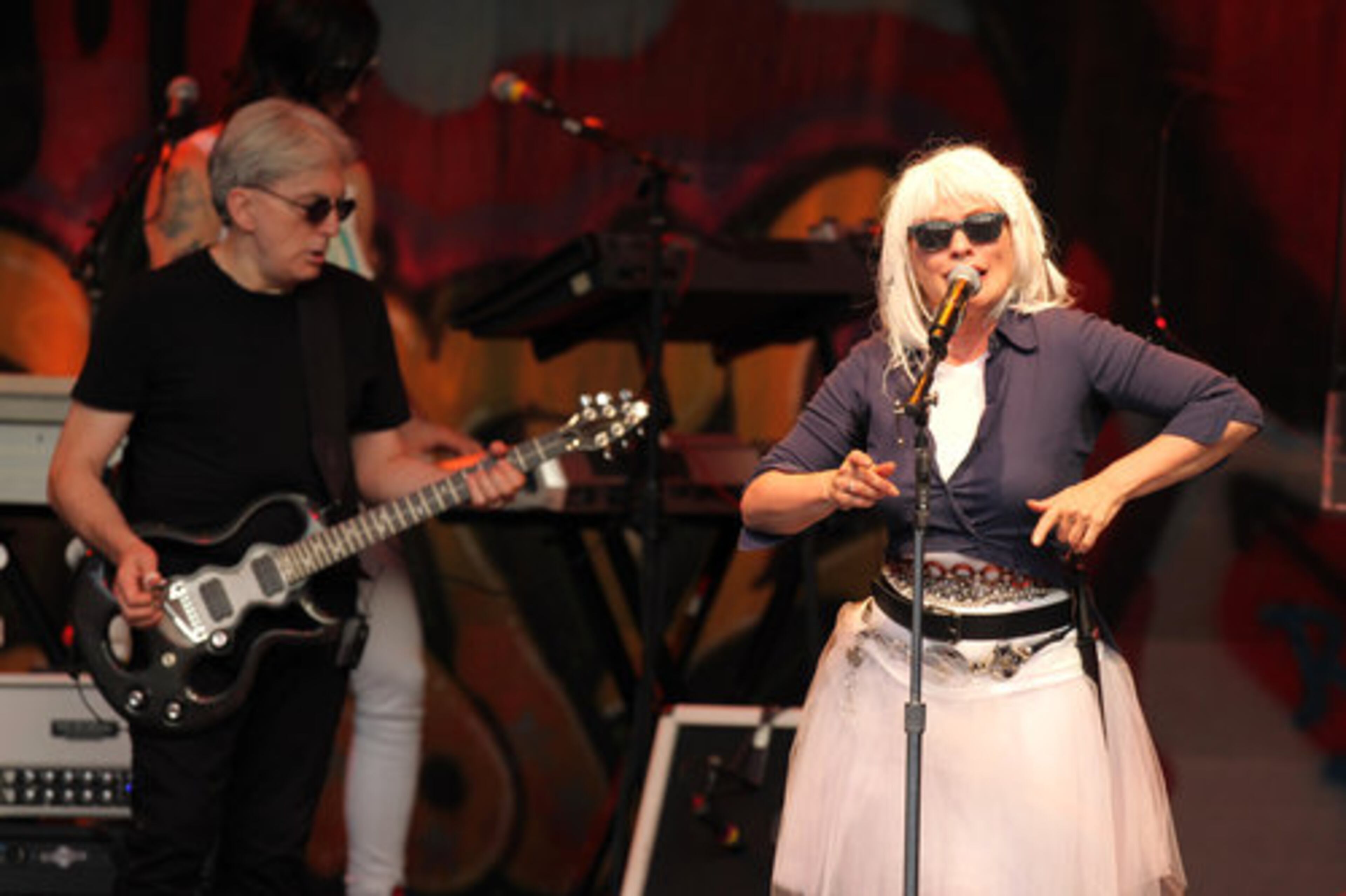 Debbie Harry and guitarist Chris Stein, performs.