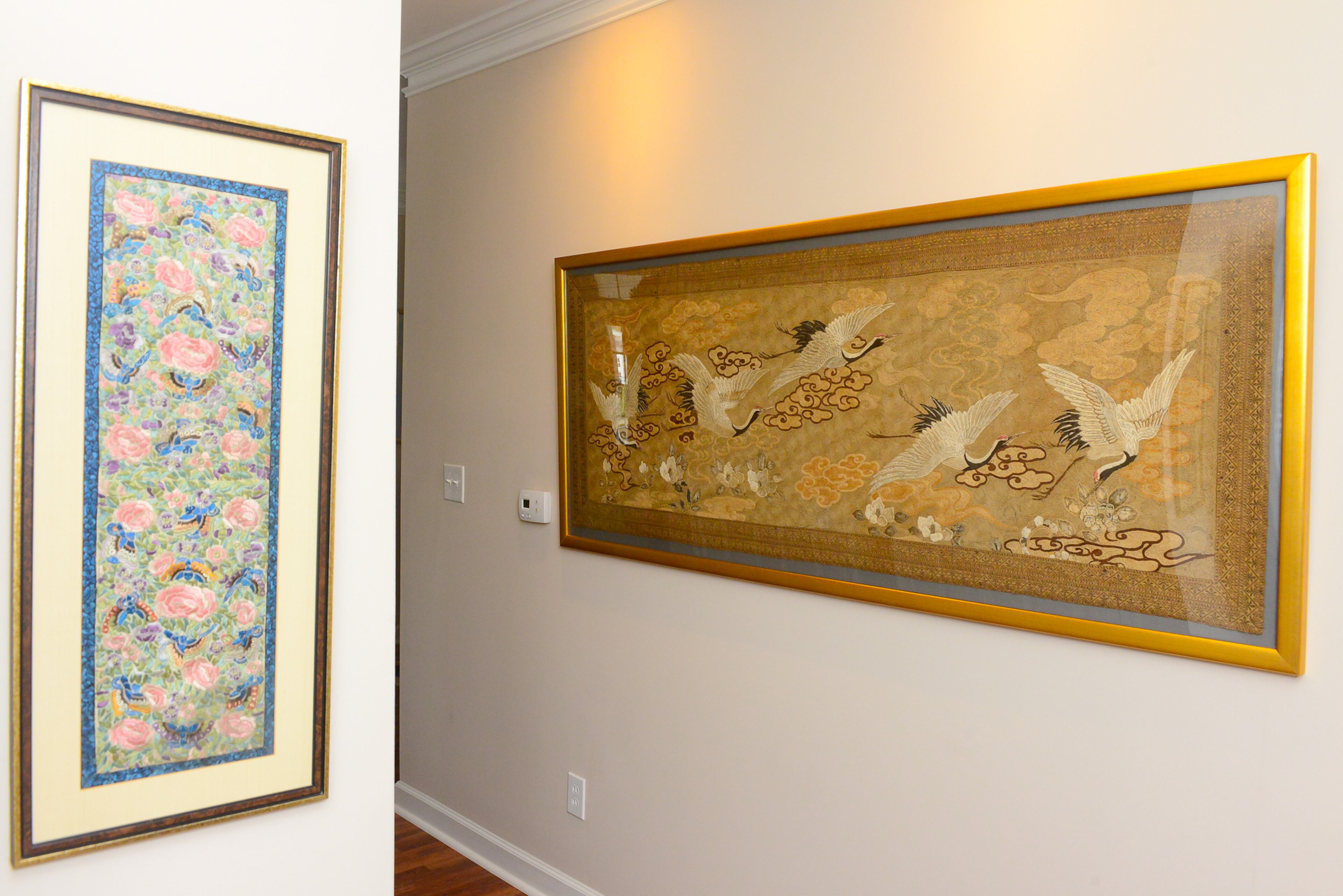 The Japanese silk tapestry of red-headed cranes hung in the main lobby of Northside Hospital for many years. When Chris retired from Northside Hospital after 17 years as CEO, the board gave it to him as a retirement gift. "It's a symbol of long life, and you can't beat long life," he said.