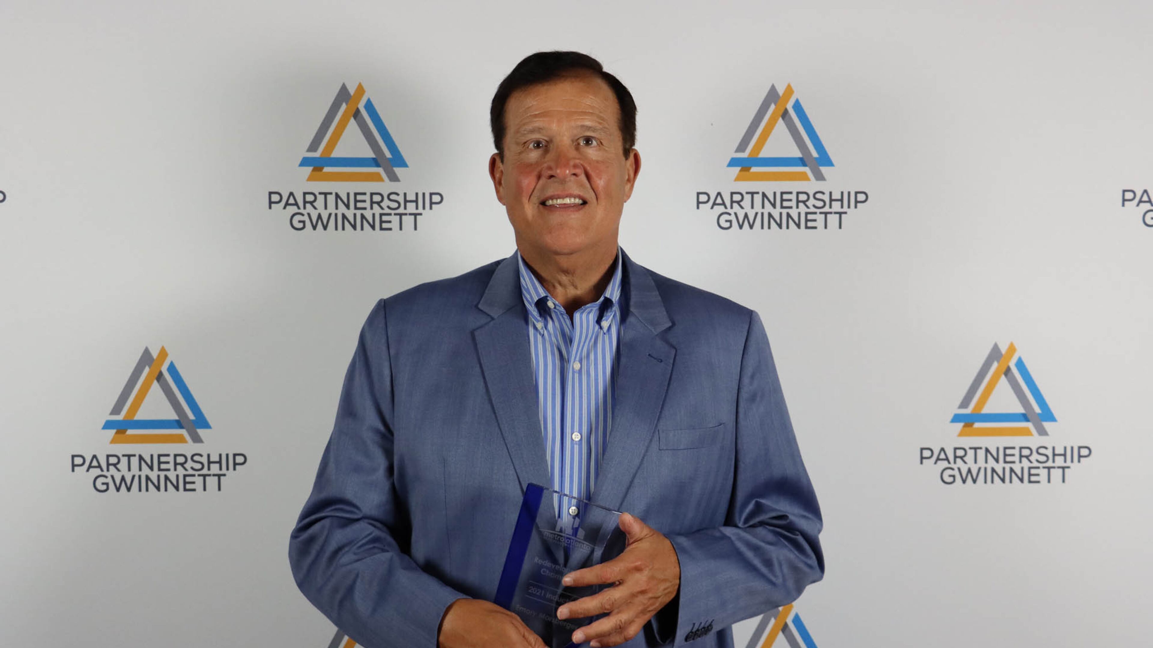 Partnership Gwinnett Redevelopment Champion Hall of Fame Inductee: Emory Morsberger accepting his award. (Courtesy Partnership Gwinnett)
