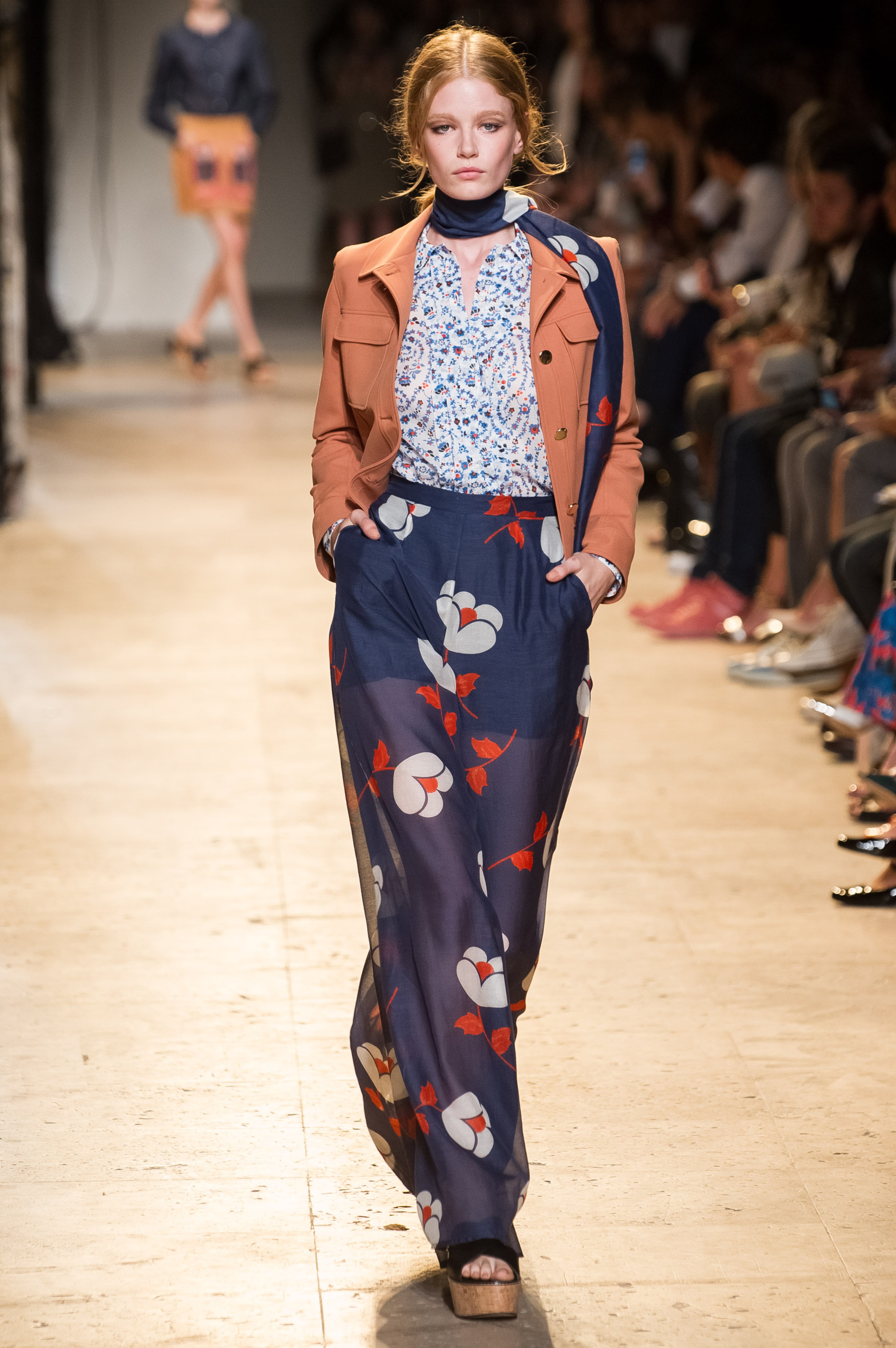 '70s MOOD: A model walks the runway during the Paul & Joe show as part of the Paris Fashion Week Womenswear Spring/Summer 2015 on September 30, 2014 in Paris, France. (Photo by Francois Durand/Getty Images)