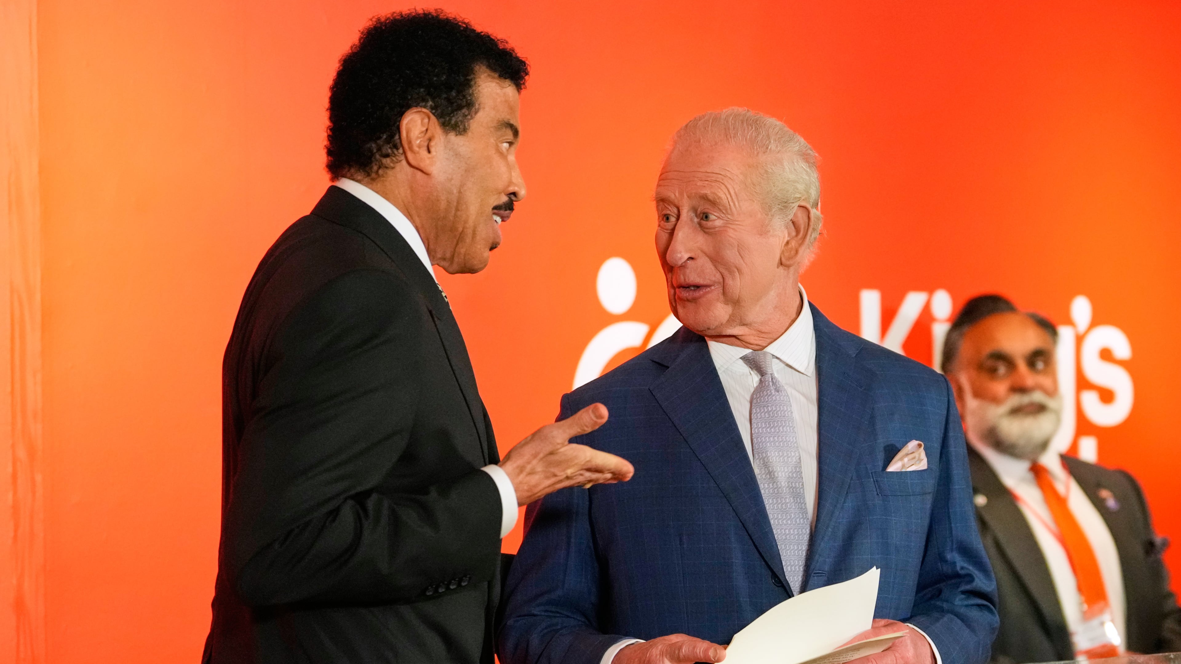 Lionel Richie speaks with Britain's King Charles III during a cultural reception Wednesday, April 29, 2026, in New York. (AP Photo/Yuki Iwamura, Pool)
