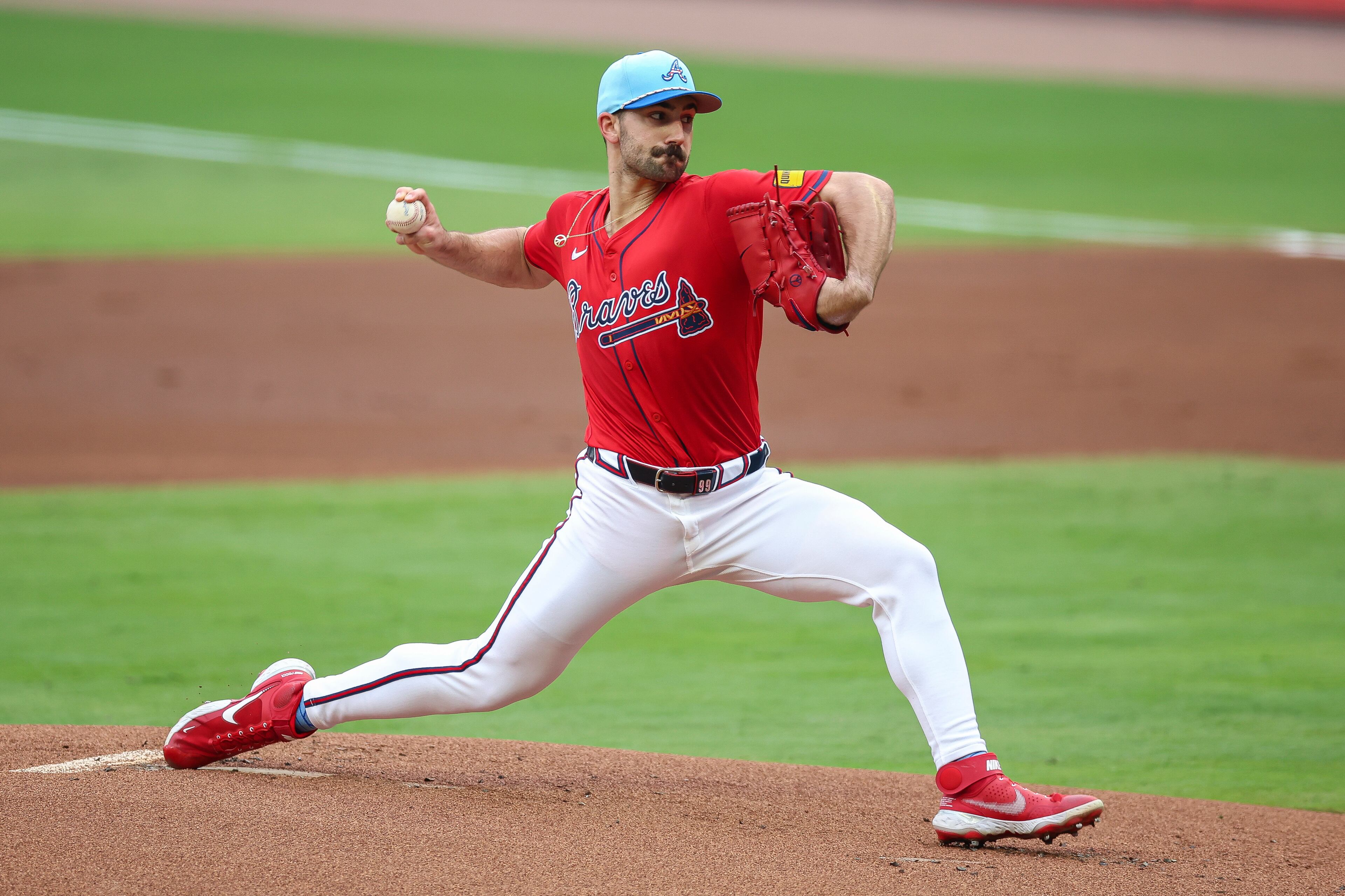 Atlanta Braves pitcher Spencer Strider delivers in the first inning against the Baltimore Orioles on Friday, July 4, 2025, in Atlanta. (Colin Hubbard/AP)