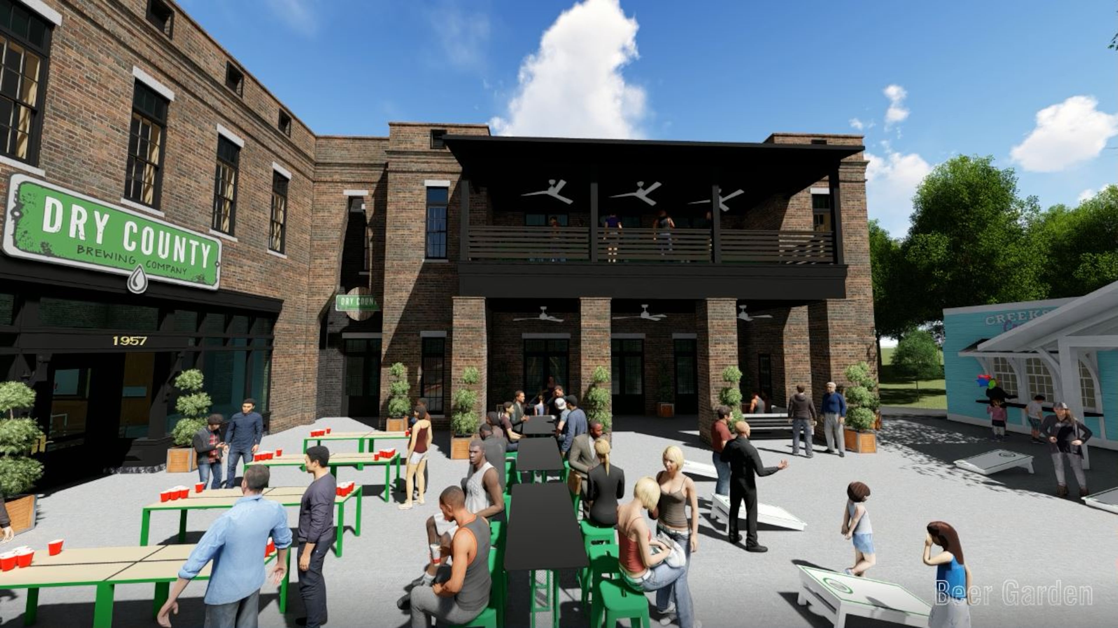A large mixed-use development with hundreds of apartments will include two breweries. (Courtesy of Sanctuary Companies)