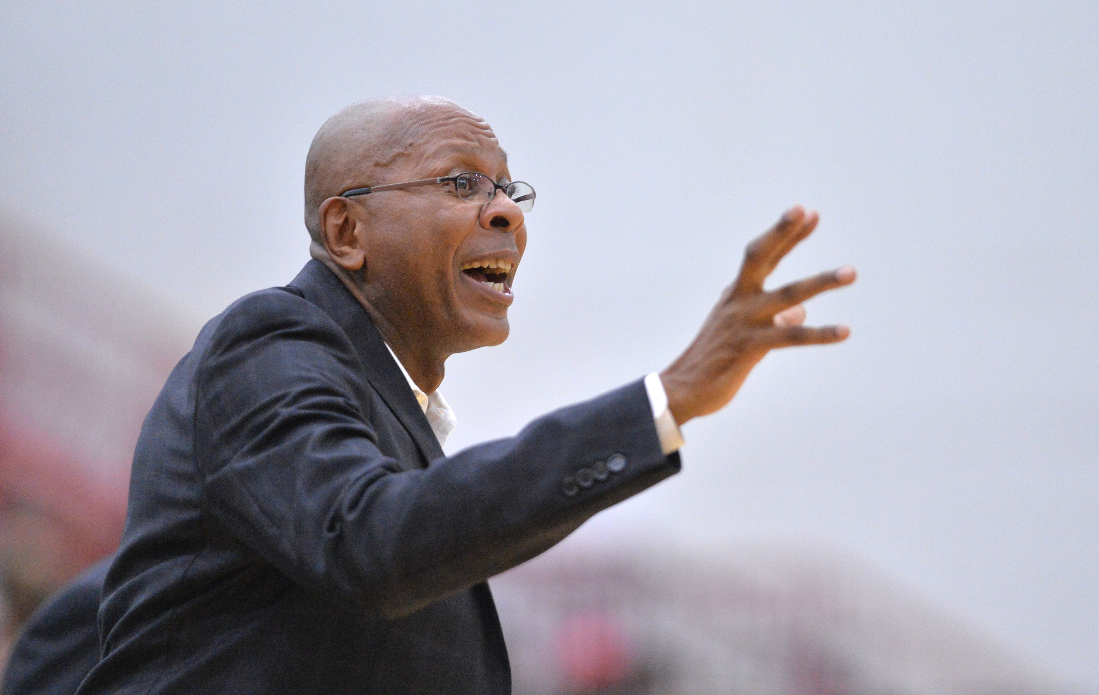 February 22, 2018 Atlanta - Clark Atlanta head coach Darrell Walker shouts instructions during the Morehouse vs Clark Atlanta college basketball game at Morehouse's Forbes Arena on Friday, February 22, 2018. HYOSUB SHIN / HSHIN@AJC.COM