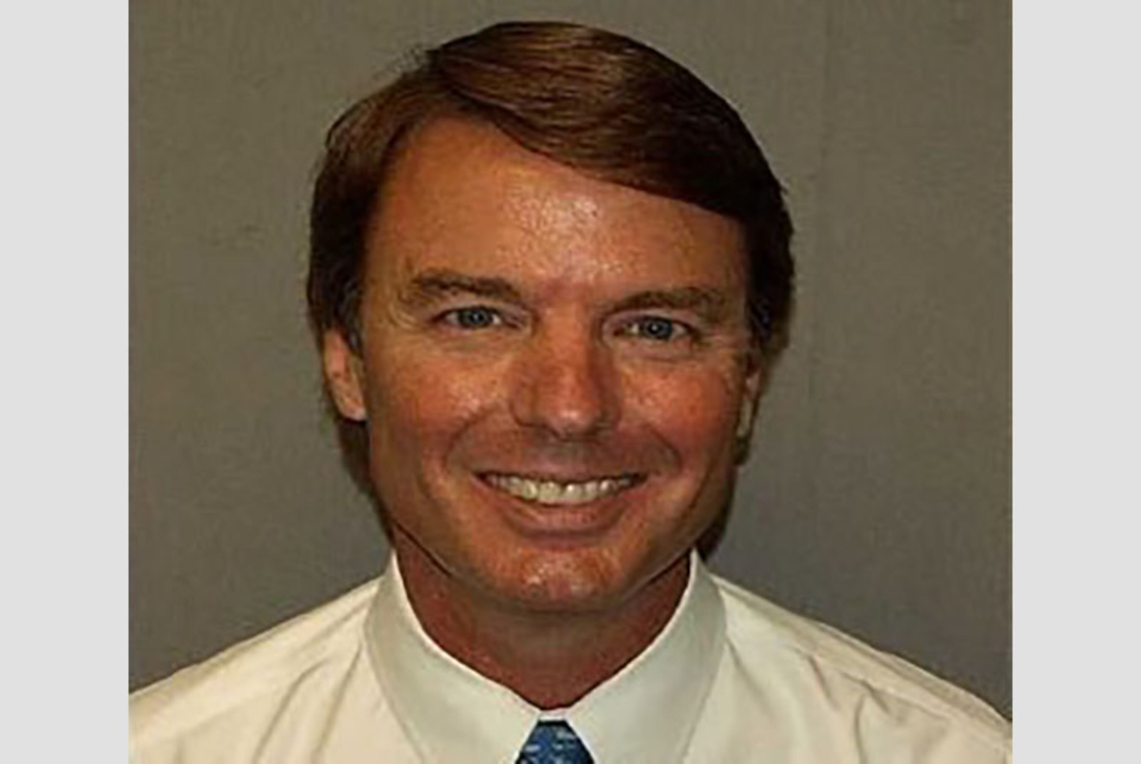 John Edwards, former U.S senator (N.C.) and one-time candidate for vice president, booked in June 2011 on charges of conspiracy and campaign law violation. At trial, he was found not guilty of one count and jurors deadlocked on five others. Justice Department prosecutors chose not to retry him. (U.S. Marshal's Service)