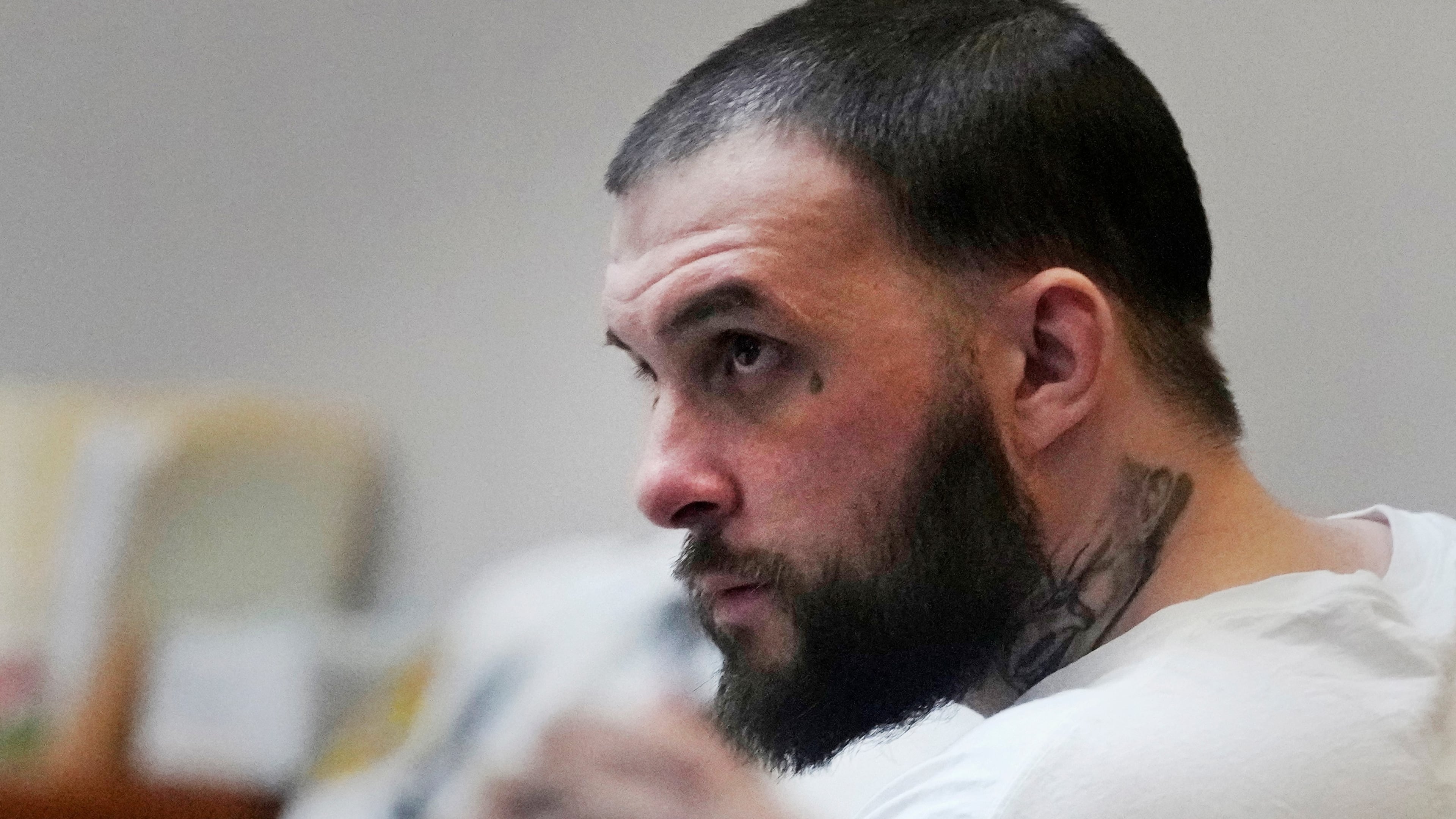 FILE - Adam Montgomery listens during his sentencing hearing at Hillsborough Superior Court, May 9, 2024, in Manchester, N.H. (AP Photo/Charles Krupa, Pool, File)