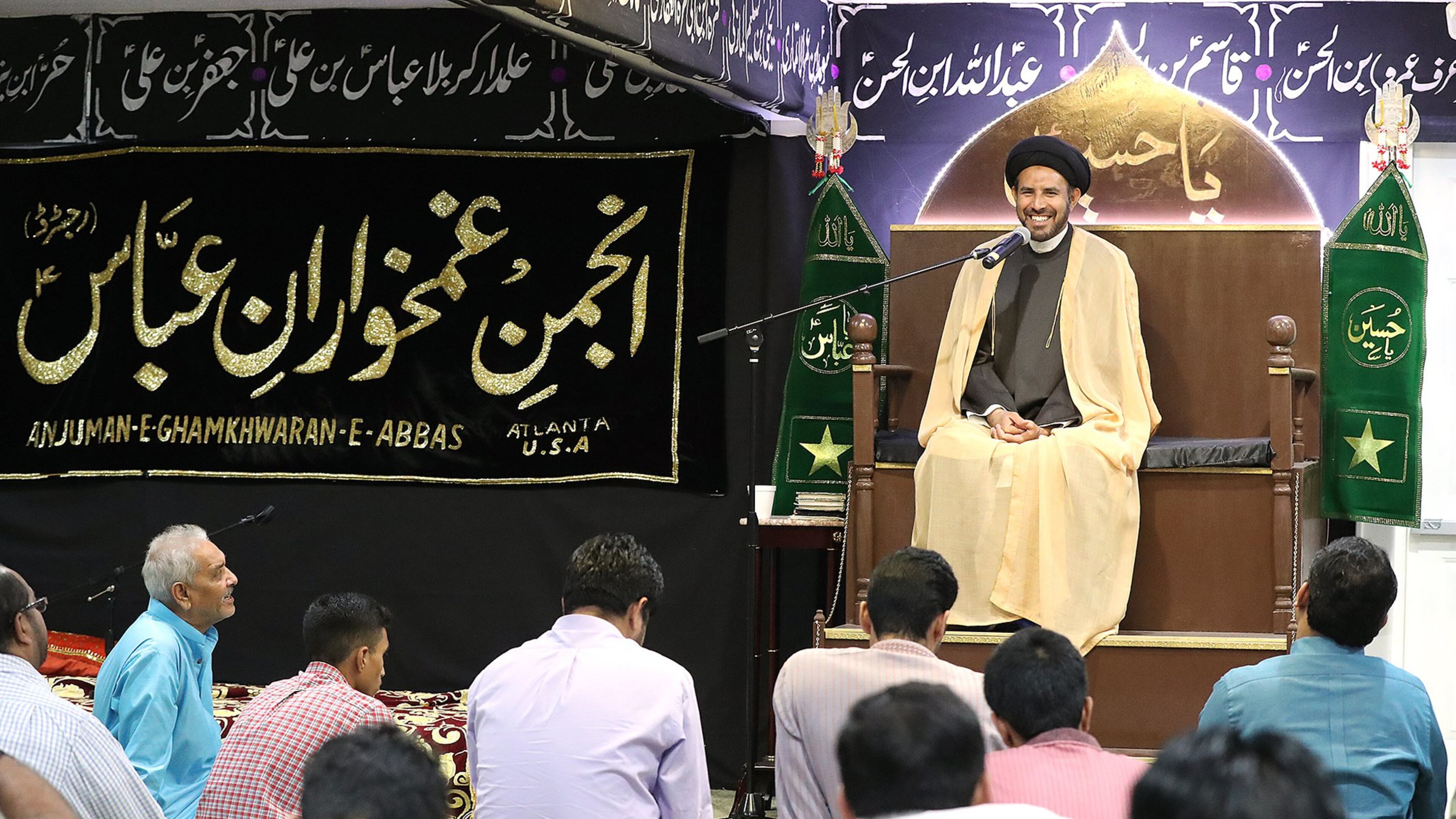Maulana Dr. Hussain Nawab speaks during a celebration on the birth anniversary of one of the grandsons of the Prophet Muhammad at Dar-e ‘Abbas Islamic Shia Center on Aug. 19, 2016, in Lilburn. The mosque hopes to break ground on a new facility next year. Curtis Compton /ccompton@ajc.com