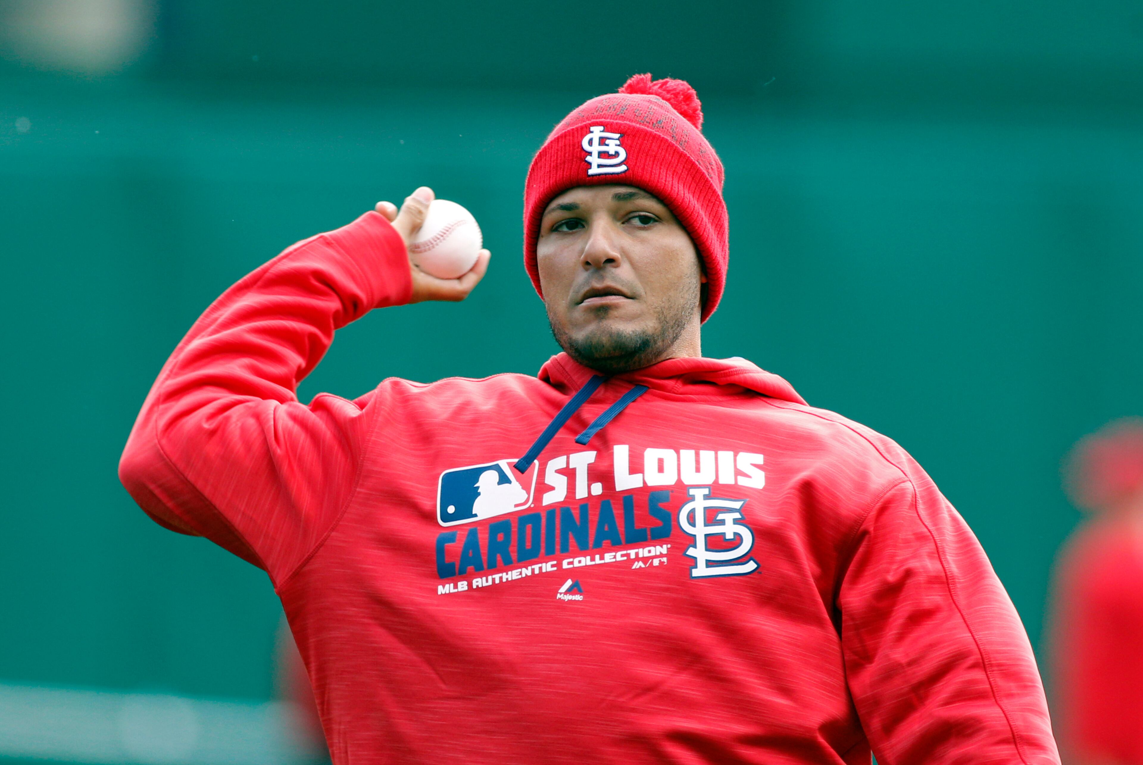 PITTSBURGH, PA - APRIL 03: Yadier Molina #4 of the St. Louis Cardinals warms up before the game against the Pittsburgh Pirates on opening day at PNC Park on April 3, 2016 in Pittsburgh, Pennsylvania. (Photo by Justin K. Aller/Getty Images)