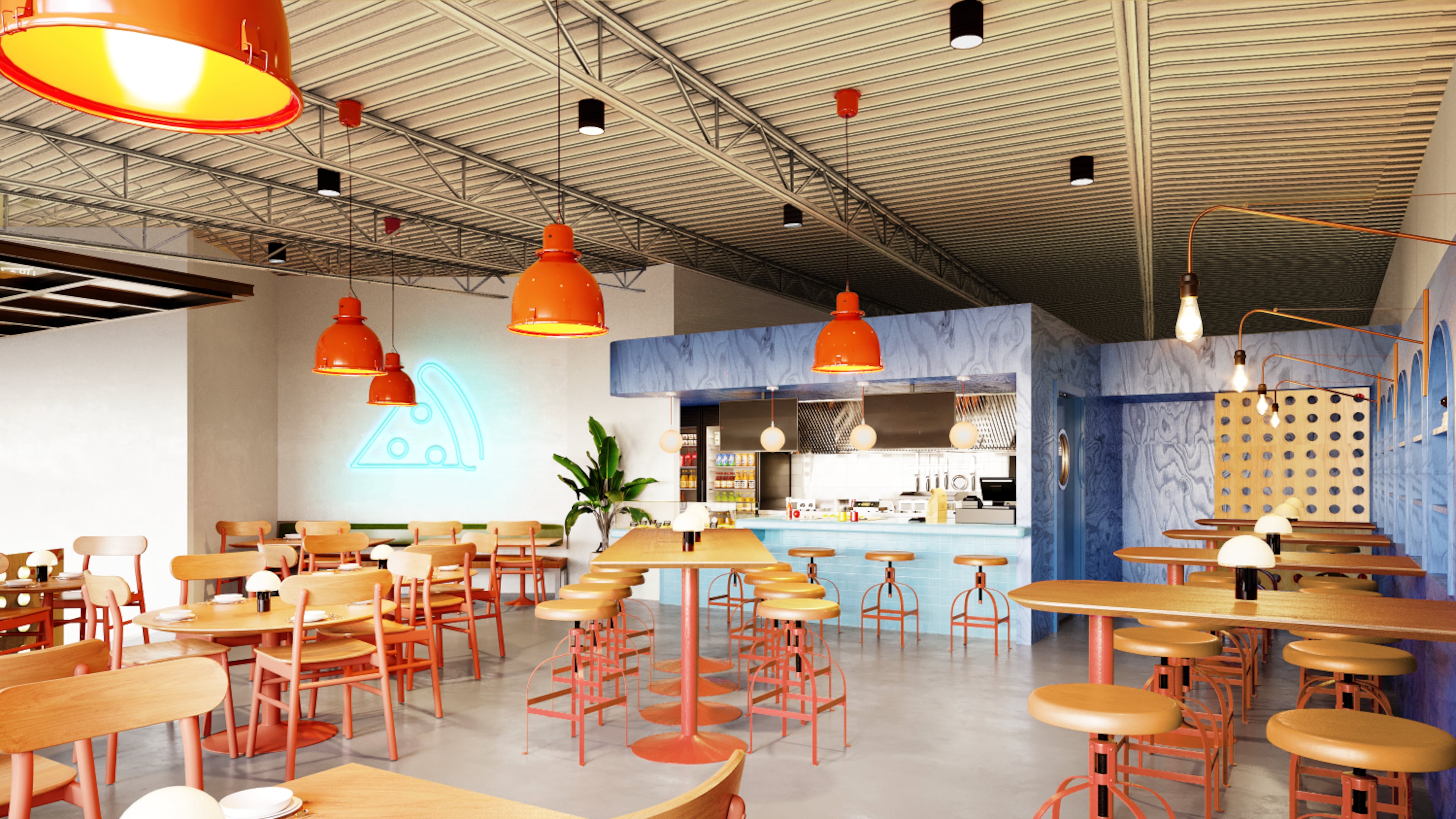 A rendering of Feel Goods Pizza, a restaurant set to open in Terminal South. (Courtesy of Liz Chrisco)