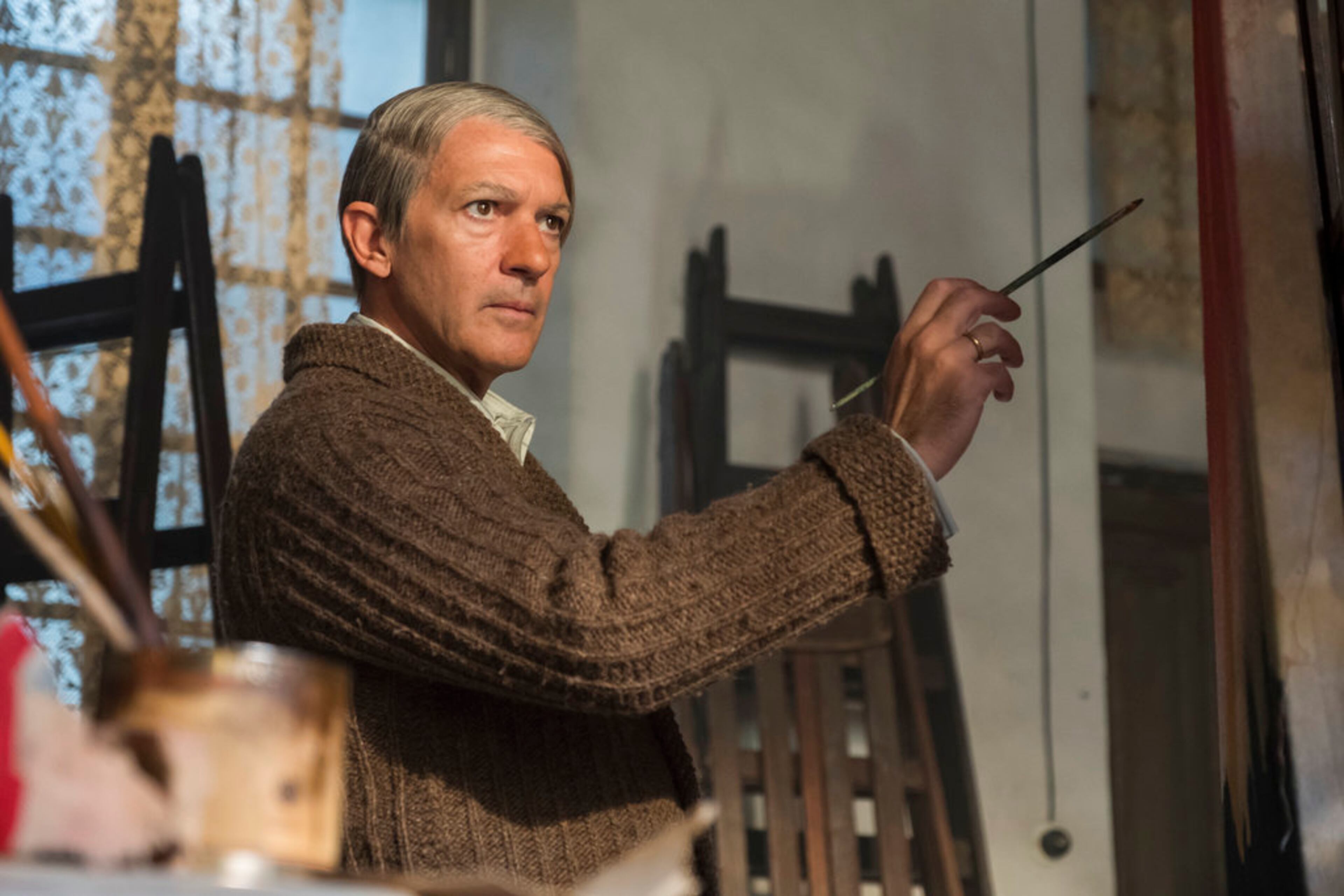 This image released by National Geographic shows Antonio Banderas in a scene from "Genius: Picasso." The program was nominated for an Emmy for outstanding limited series on Thursday. Banderas was also nominated for lead actor in a limited series. The 70th Emmy Awards will be held on Monday, Sept. 17. (Dusan Martincek/National Geographic via AP)