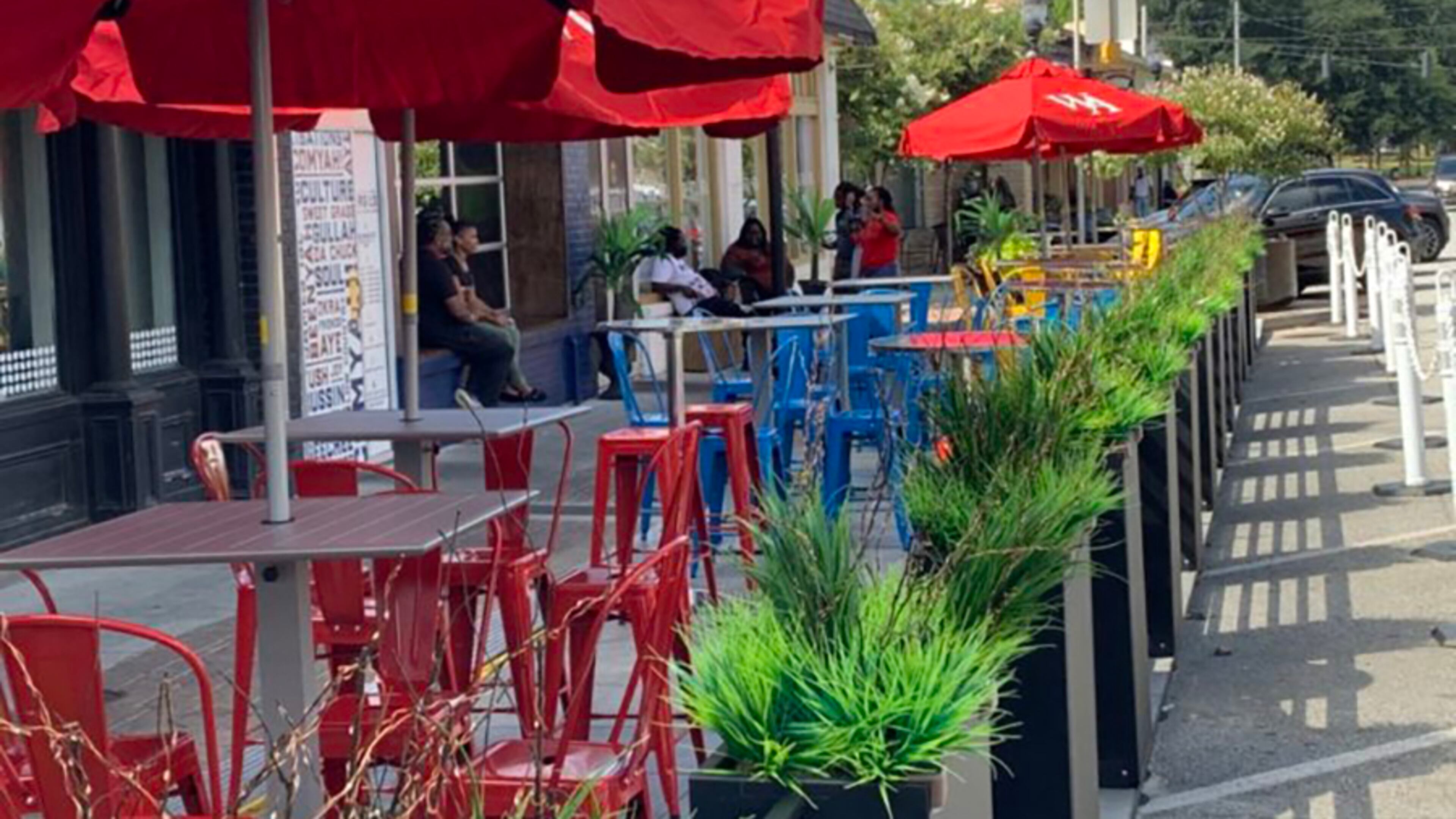 Johnny's Chicken and Waffles, Virgil's Gullah Kitchen & Bar, and The Real Milk and Honey are the first three restaurants to participate in the College Parklet program. (Photo: Destiny S. Cook/Fresh Take Georgia)