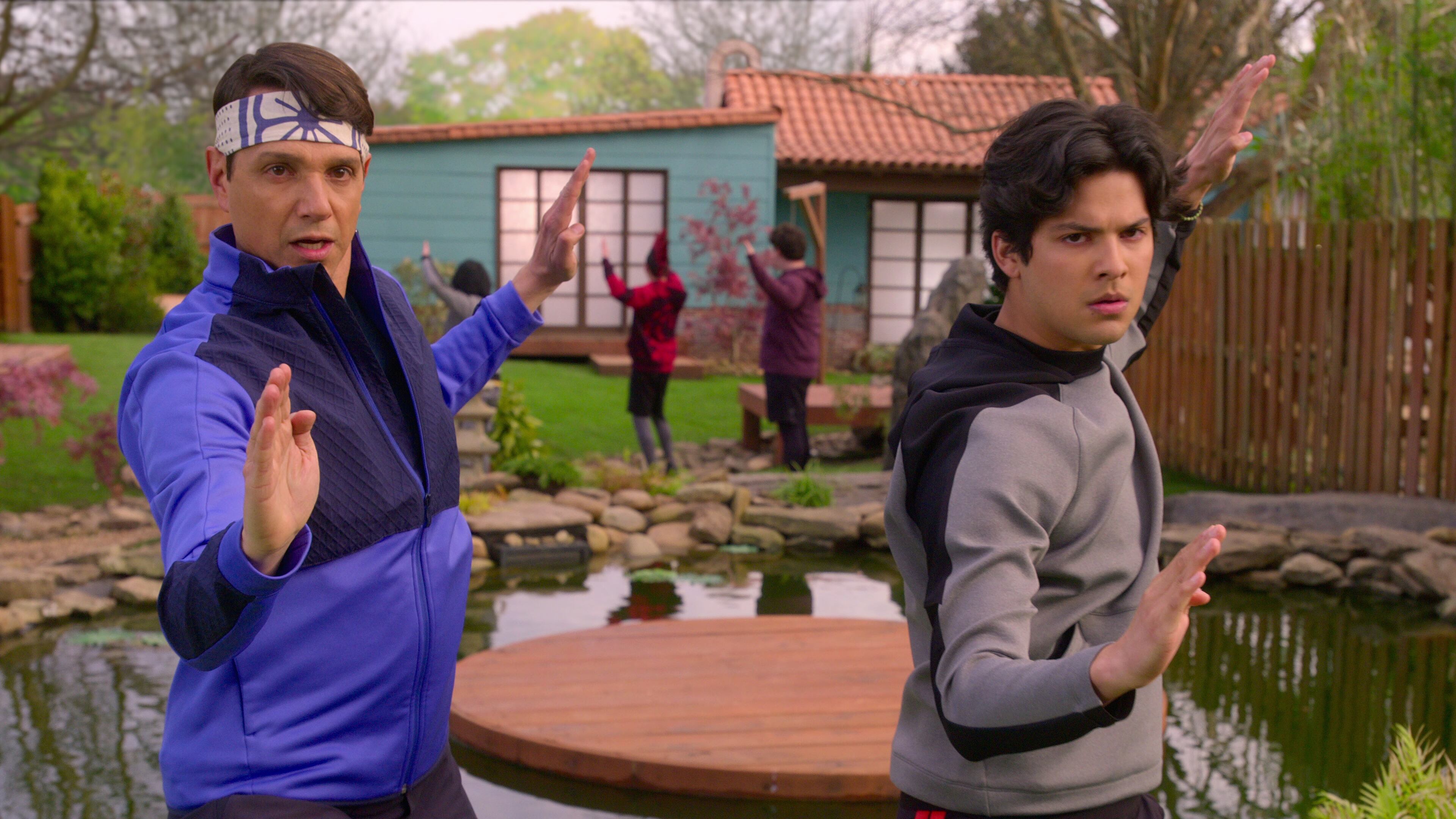 Ralph Macchio (left) stars as Daniel LaRusso and Xolo Maridueña as Miguel Diaz in "Cobra Kai." Photo courtesy of Netflix