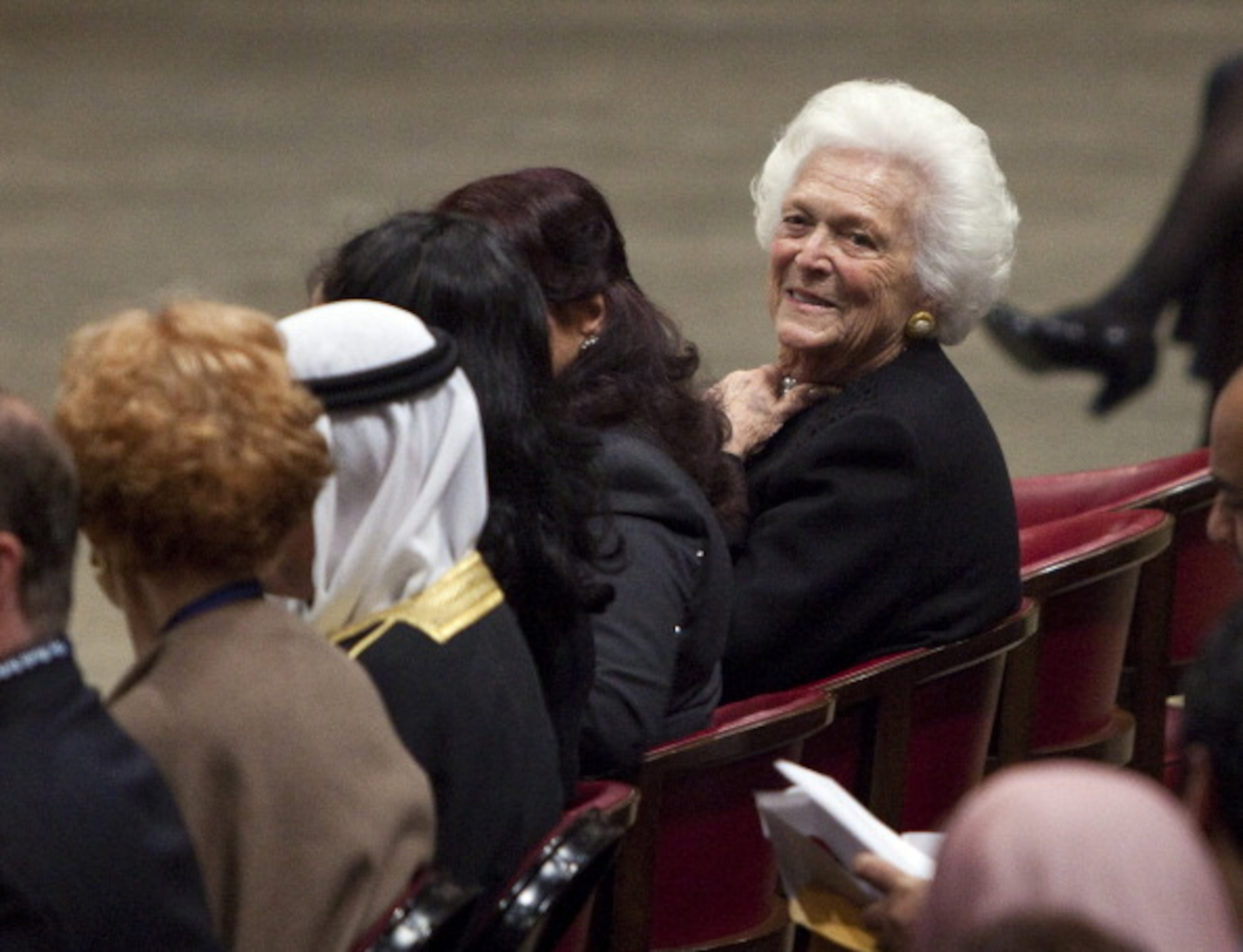 COLLEGE STATION, TX - JANUARY 20: Former first lady Barbara Bush attends an event honoring the 20th anniversary of the Persian Gulf War on January 20, 2011 in College Station Texas. The Gulf War was waged against Iraq from August 1990 to February 1991 during President Bush's administration. (Photo by Ben Sklar/Getty Images)
