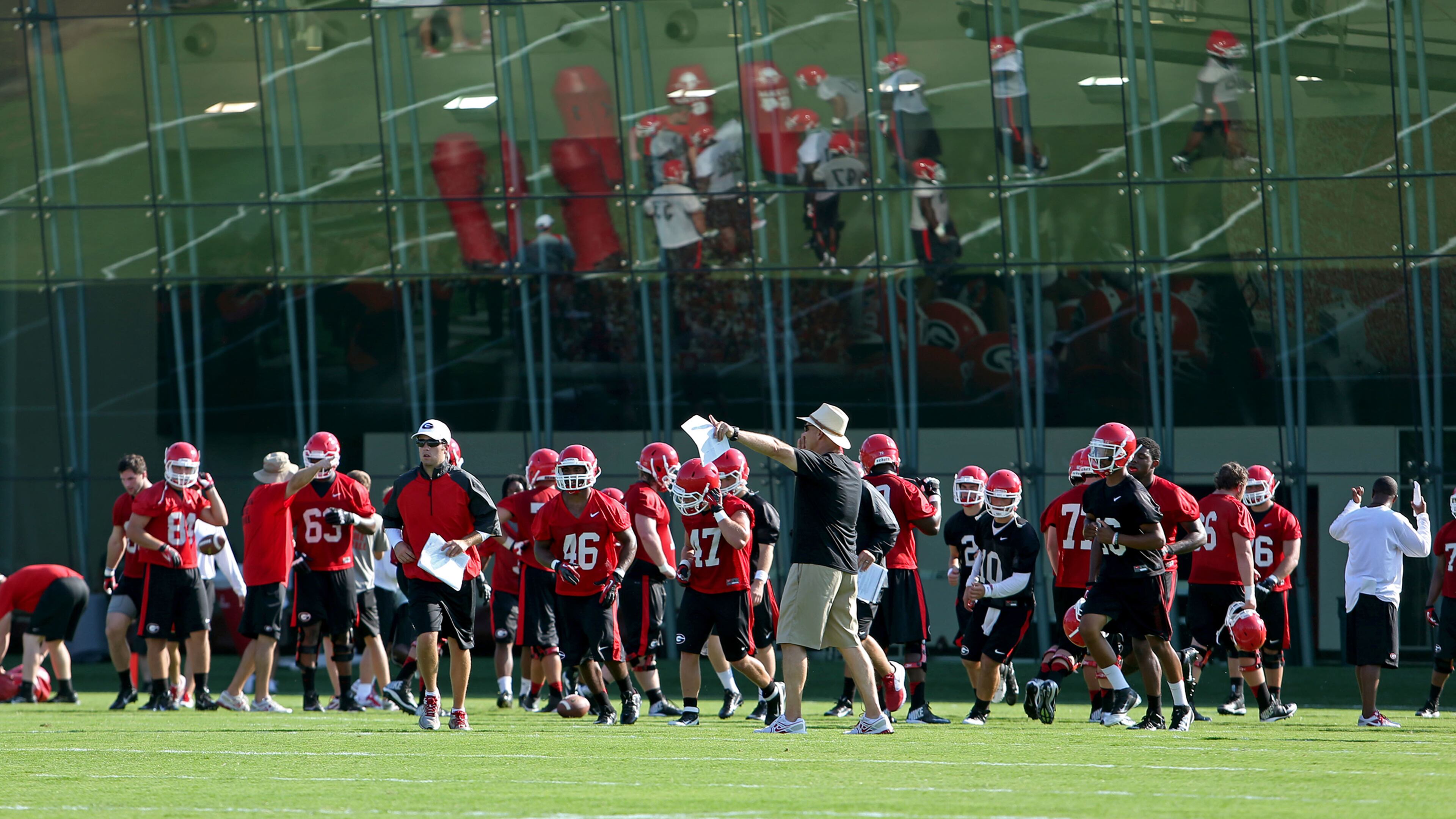 Georgia's multi-million dollar indoor practice facility will be built alongside Butts-Mehre Heritage Hall (background).