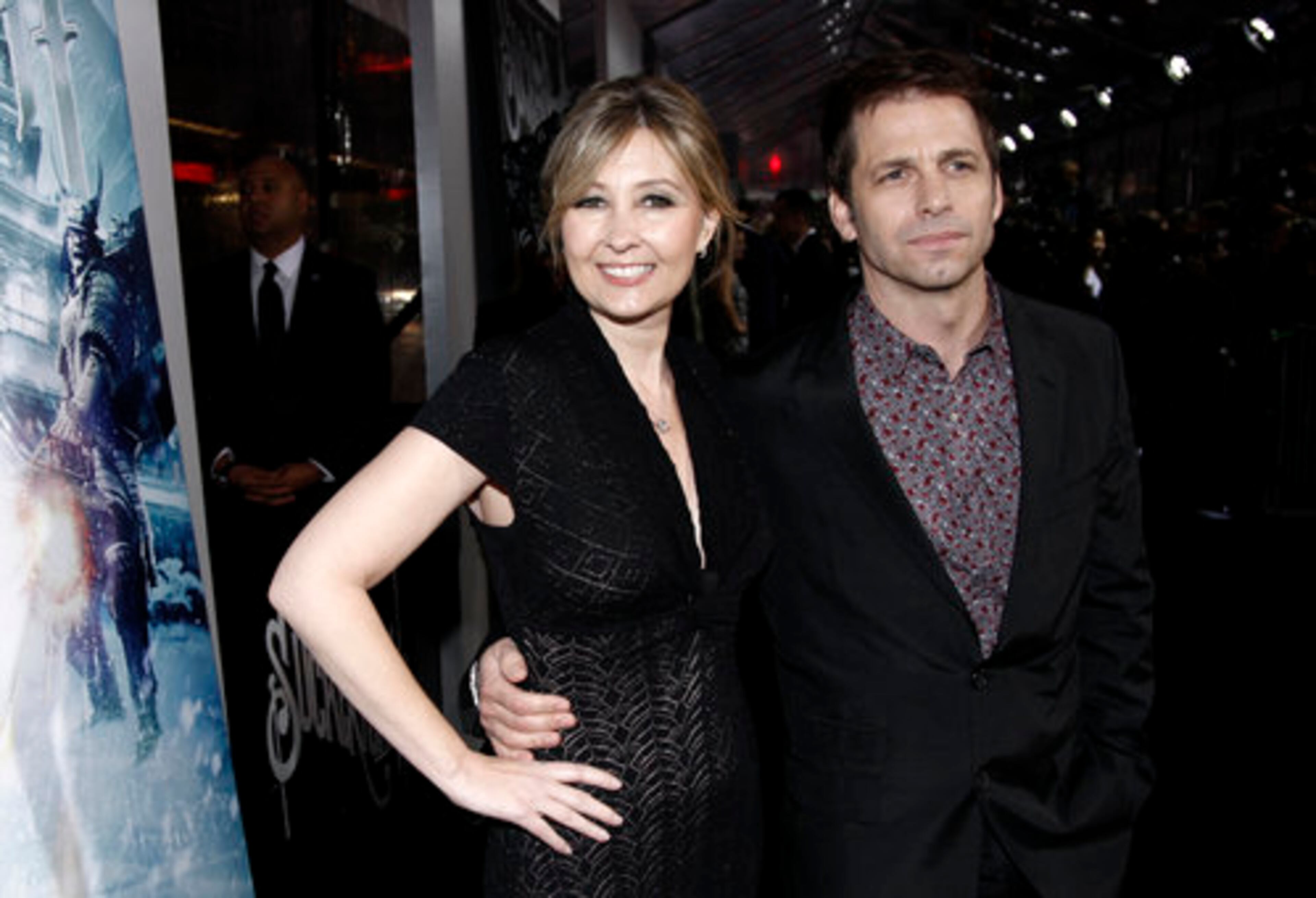 Director Zach Snyder, right, and producer Deborah Snyder arrive at the premiere.