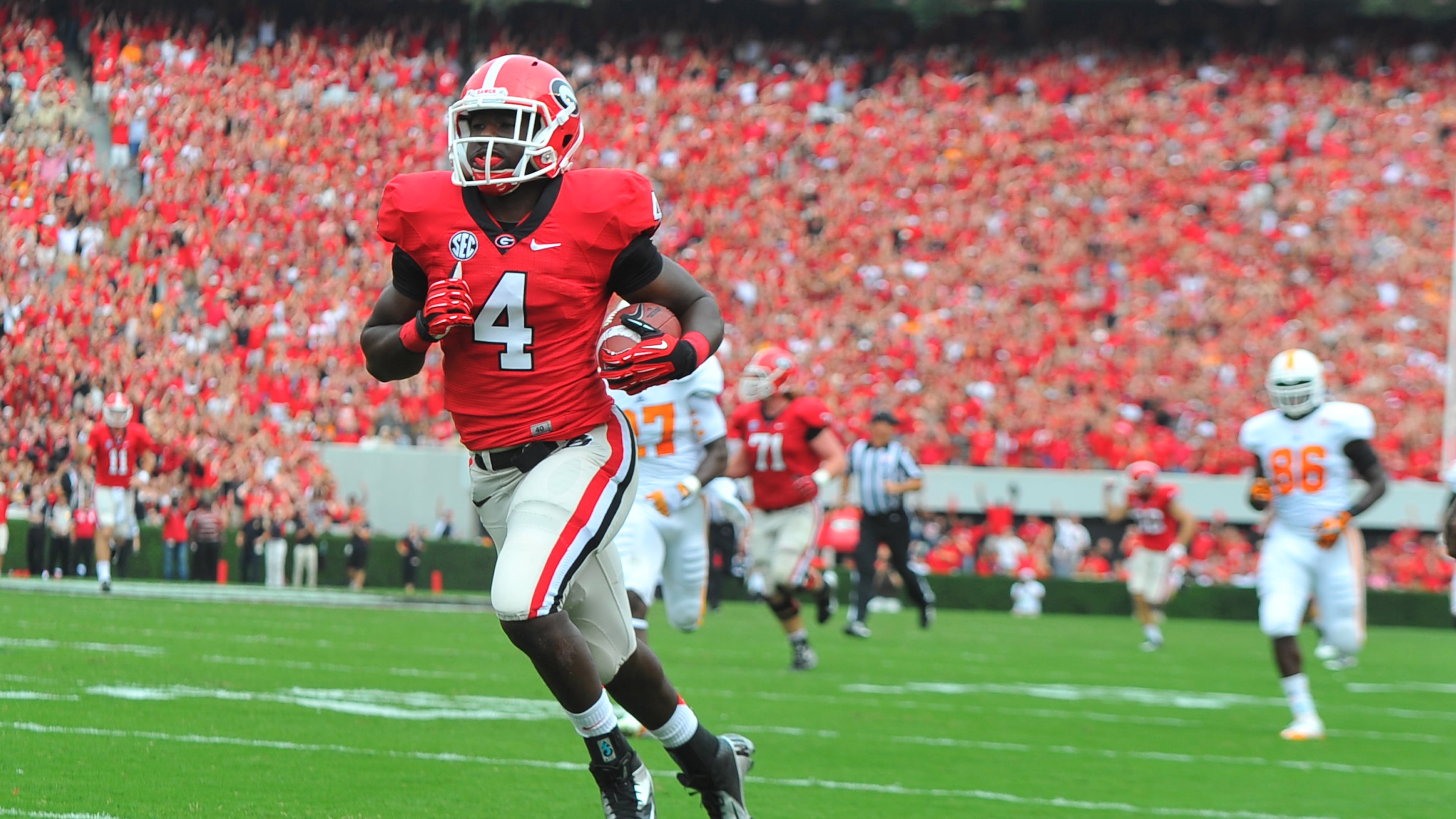 Georgia running back Keith Marshall has 759 rushing yards on 117 attempts and 8 touchdowns his freshman season.