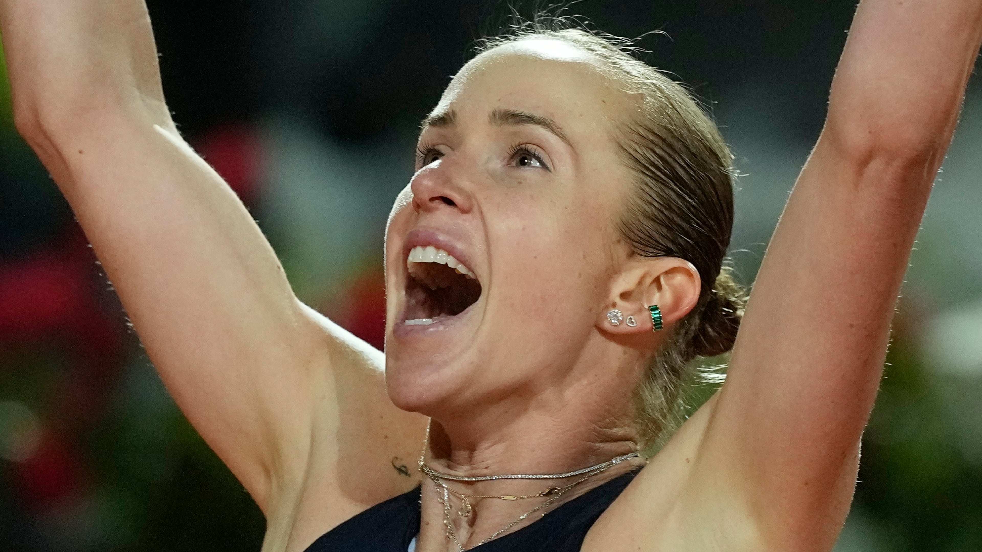 Ukraine's Elina Svitolina celebrates after winning against United States' Coco Gauff at the end of the women's final match at the Italian Open tennis tournament in Rome, Saturday, May 16, 2026. (AP Photo/Alessandra Tarantino)