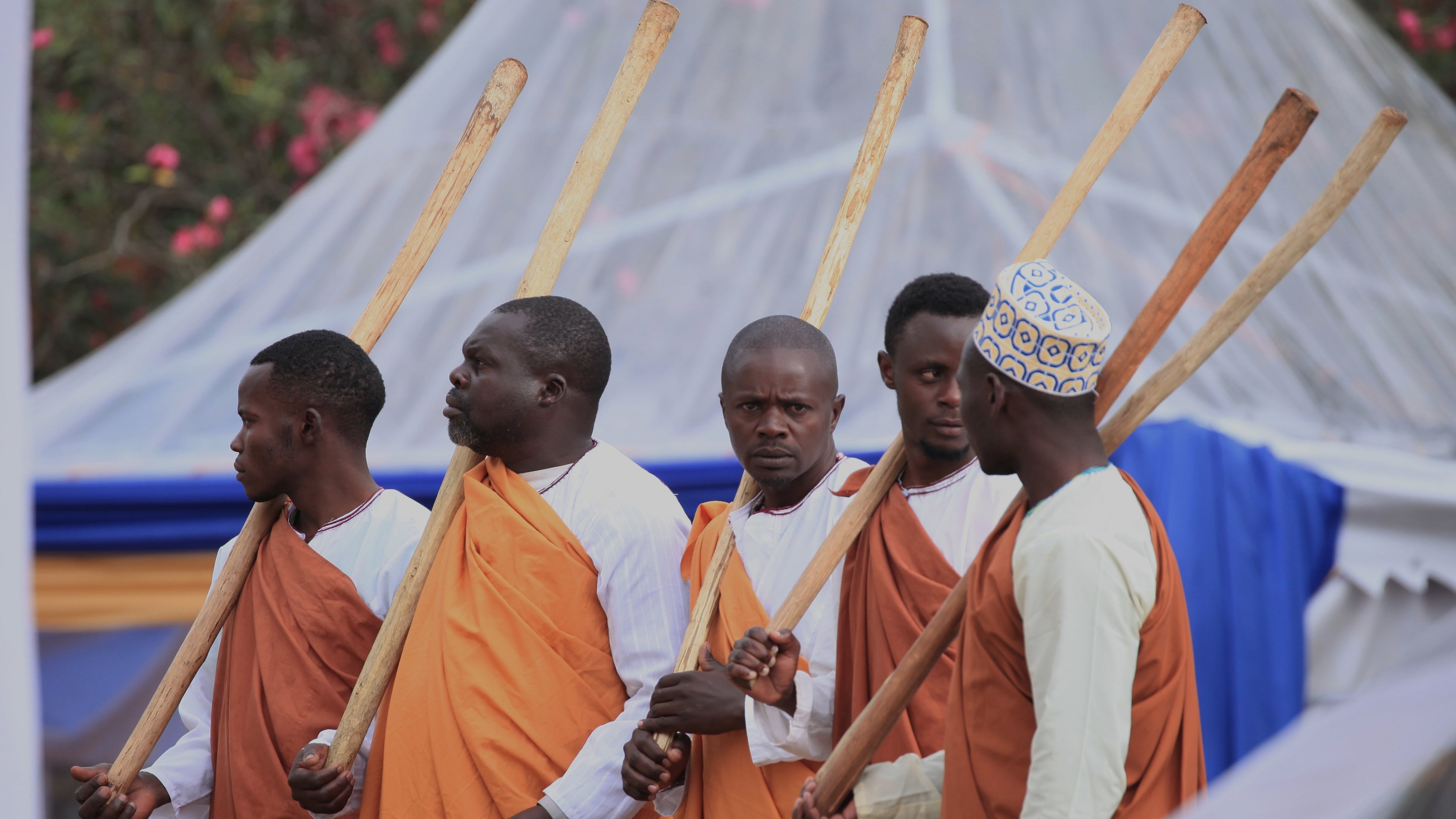 Mourners gather for the funeral of Tooro's King Oyo Nyimba in the remote city of Fort Portal, near the Congo border in Uganda, Saturday, Sept. 12, 2026. (AP Photo/Patrick Onen)