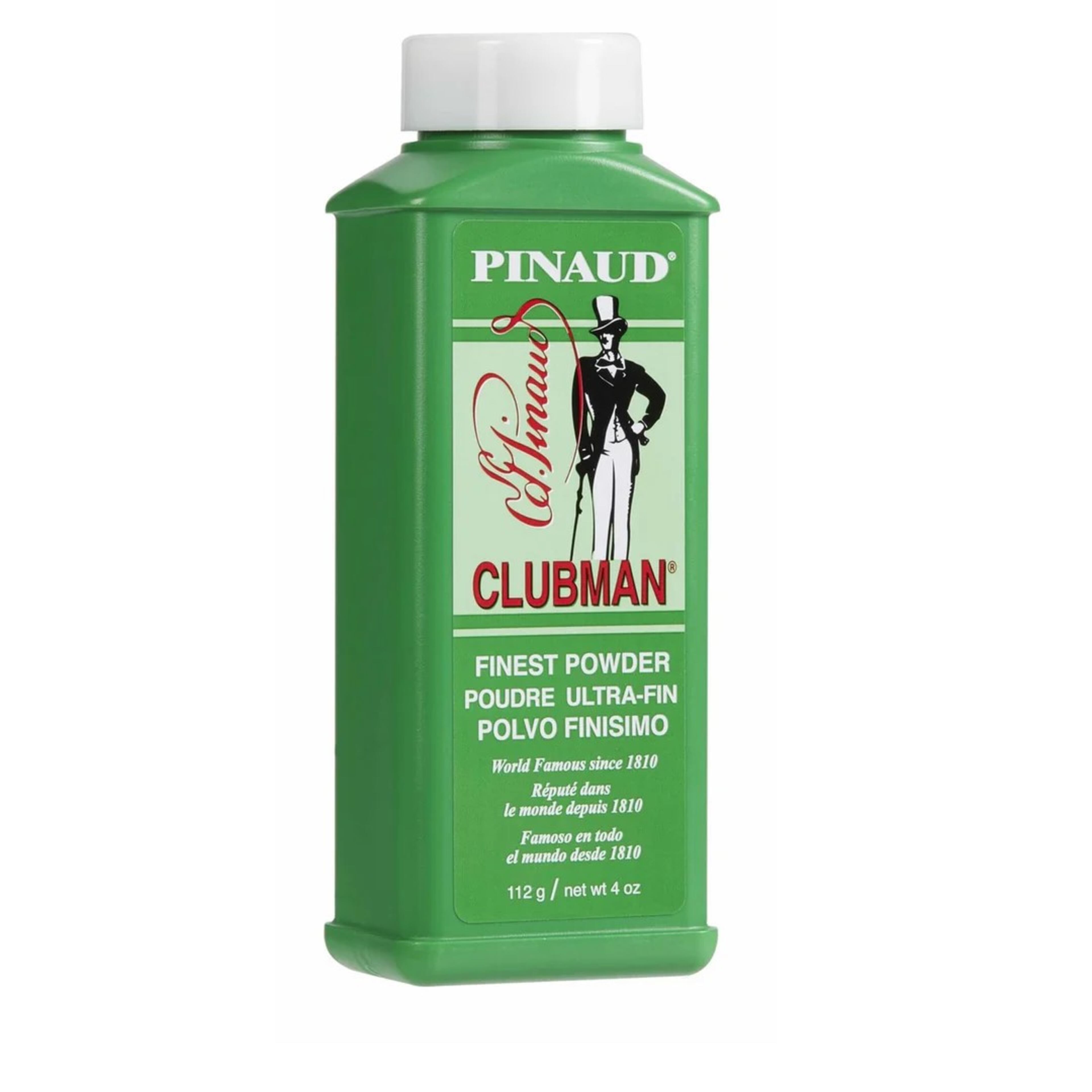 Pinaud Clubman men’s toiletries were launched in 1810 at the House of Ed Pinaud in Paris. Ingredients in the powder include corn starch, zinc oxide and kaolin. Clubman contains no talc.