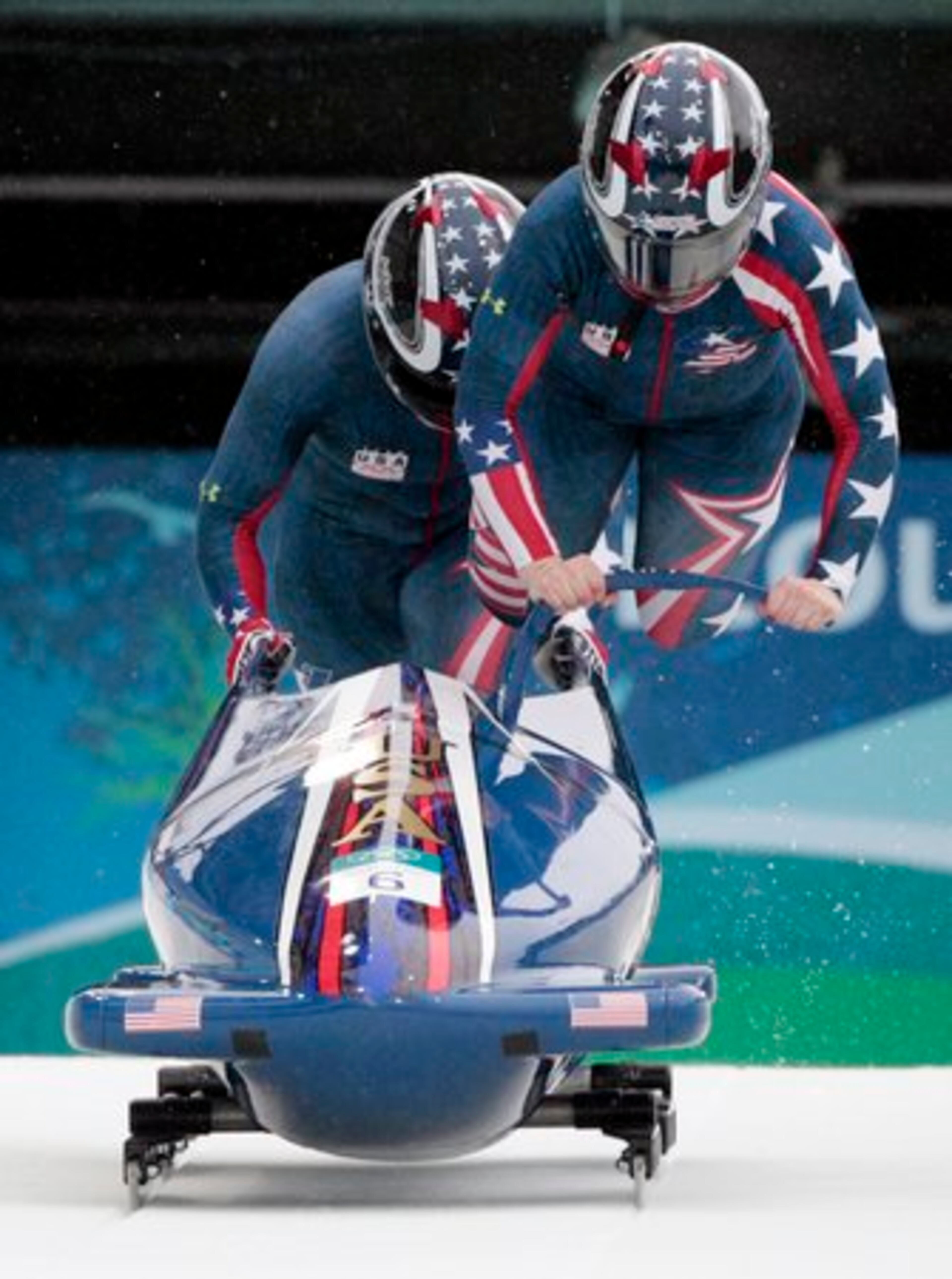 The United States' USA-2, piloted by Erin Pac, front, with brakeman Elana Meyers, competes during the women's two-man bobsled competition final at the Vancouver 2010 Olympics in Whistler, British Columbia, Wednesday, Feb. 24, 2010.
