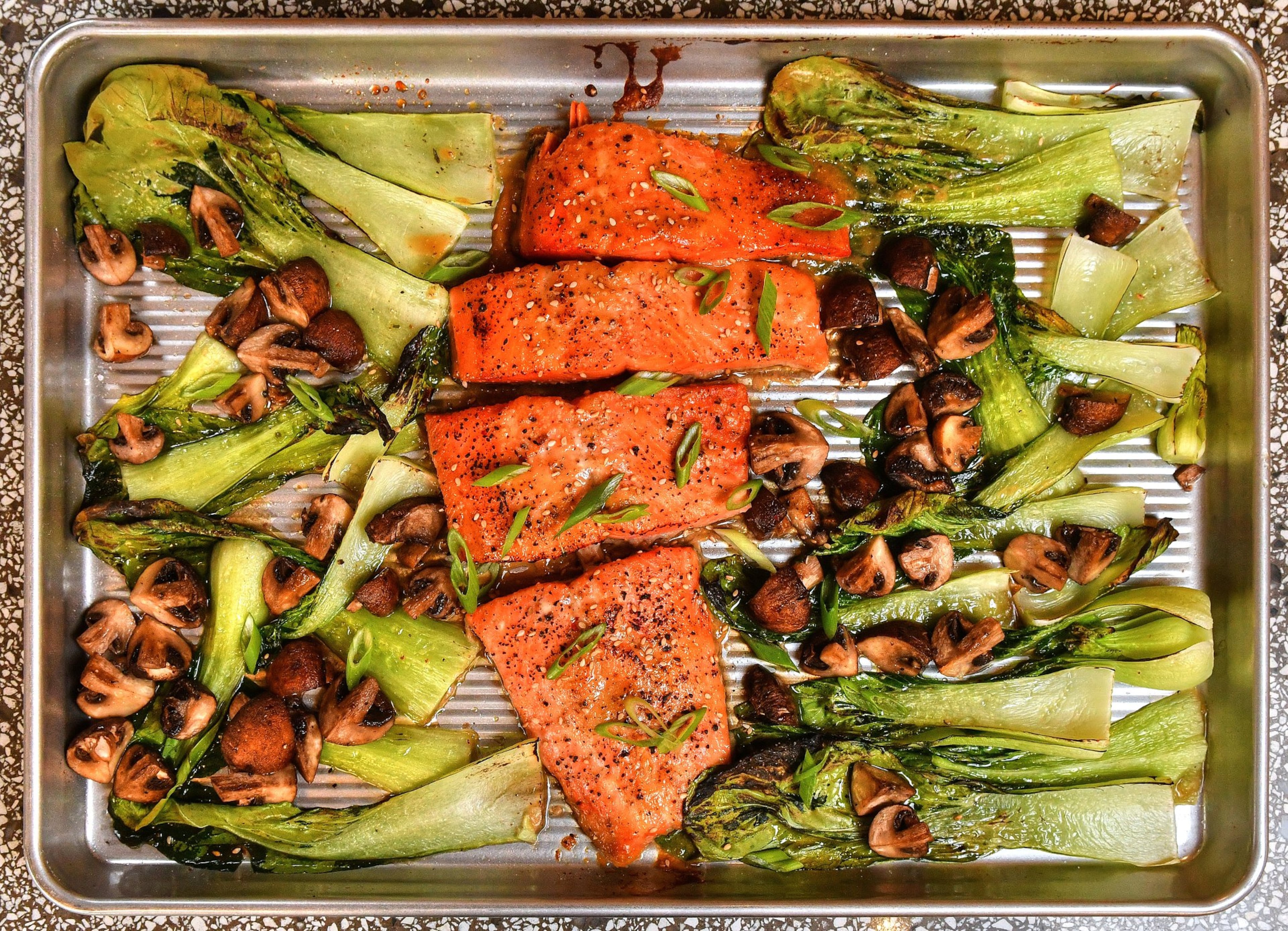 If you have salmon fillets stashed in the freezer, they can come in handy for Miso Salmon with Bok Choy and Mushrooms. STYLING BY MARY MOORE AND NEALEY THOMPSON / CONTRIBUTED BY CHRIS HUNT PHOTOGRAPHY
